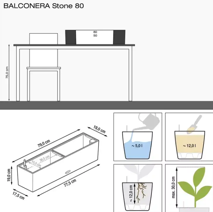 Lechuza Balkonkasten Balconera Stone 80 sandbeige Lechuza Balkonkasten Balconera Stone 80 sandbeige
