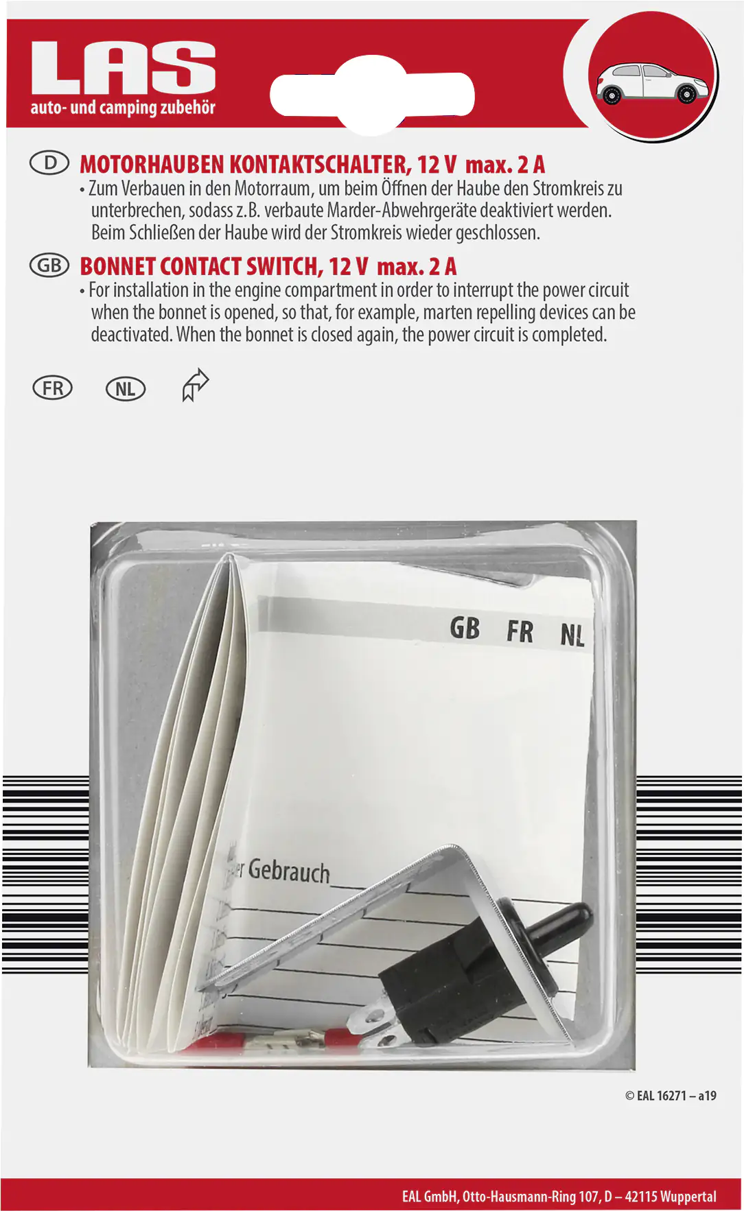 LAS Motorhauben Kontaktschalter 12V DC