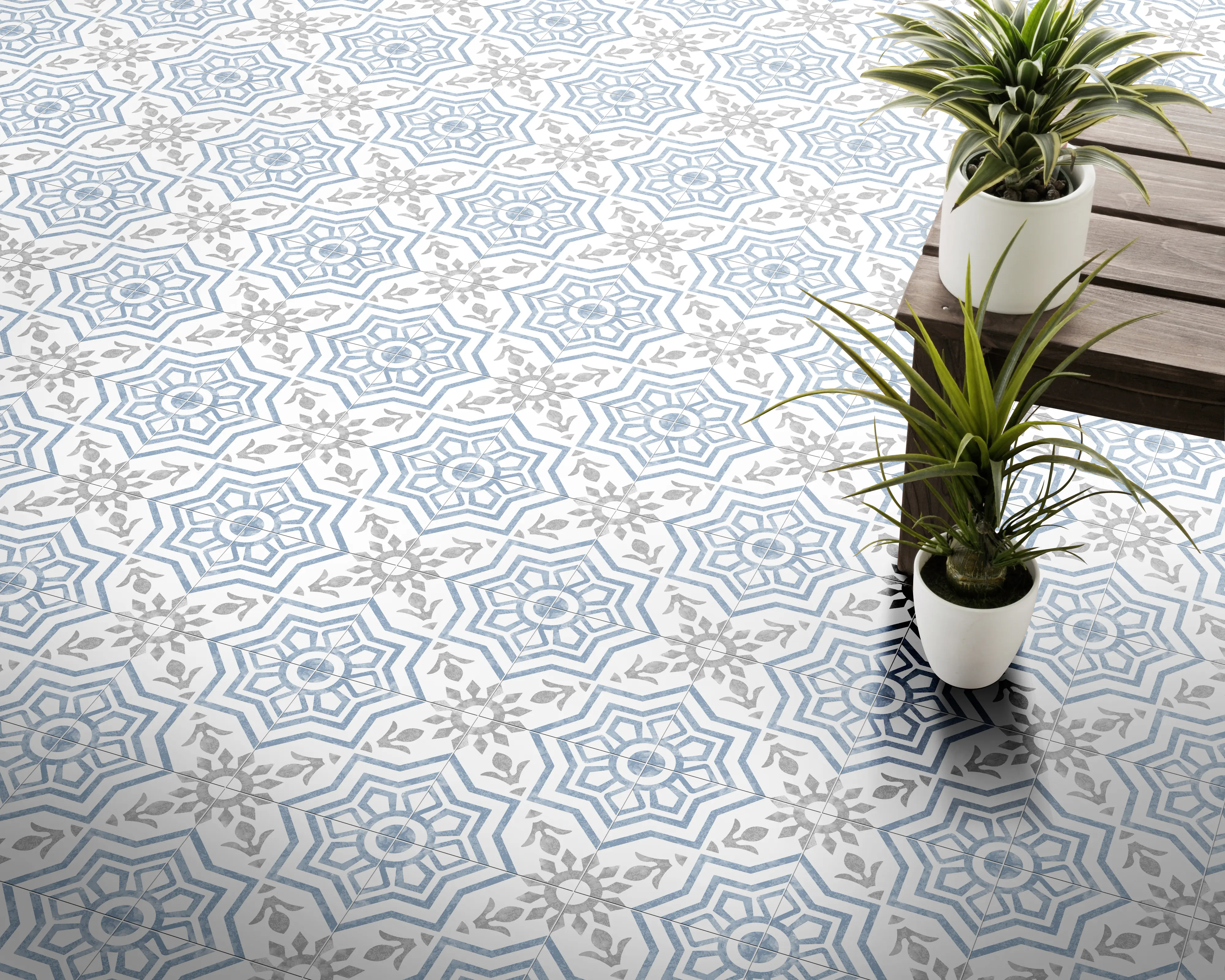 Bodenfliese Feinsteinzeug Stratfort 20 x 20 cm blau-grau