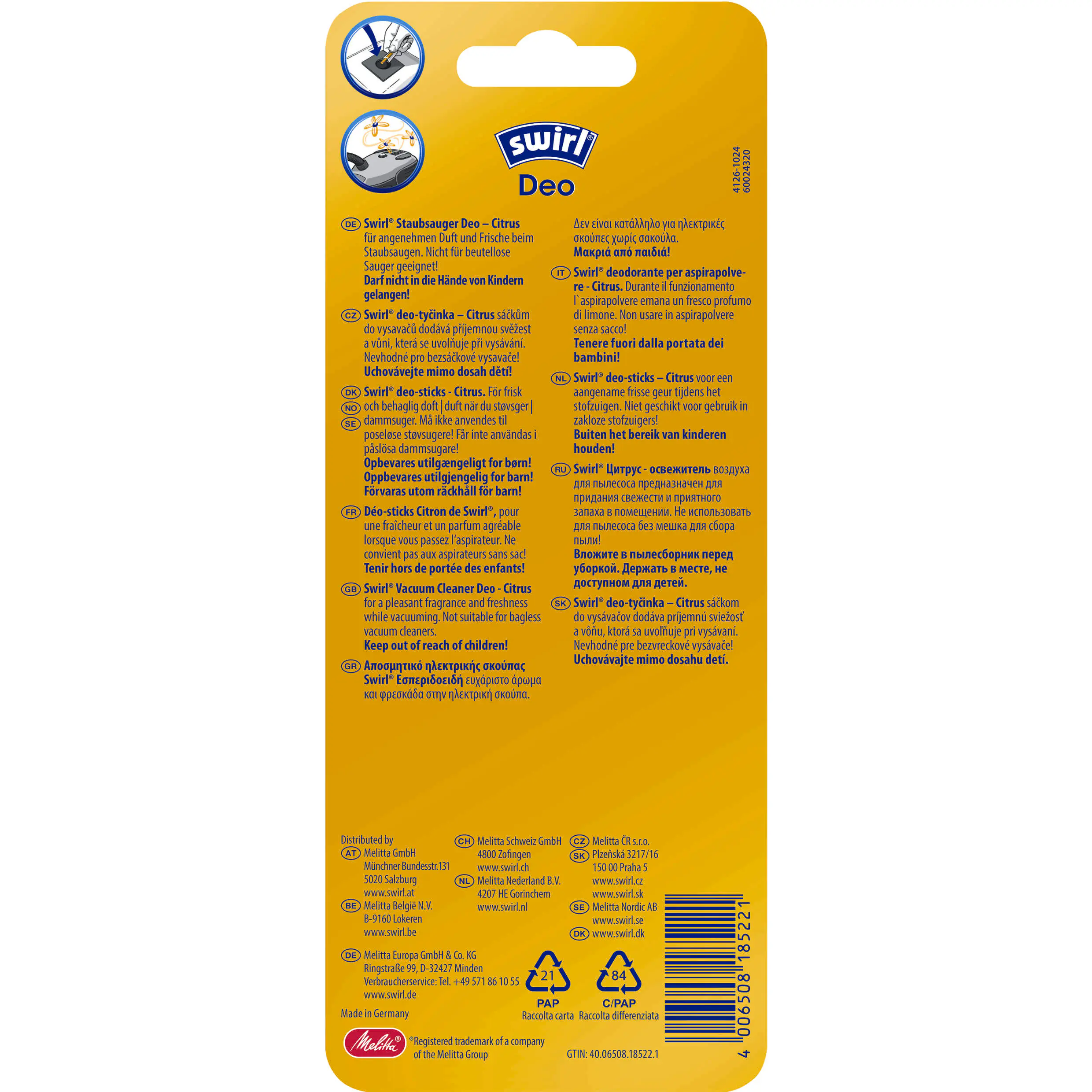 Swirl Staubsauger-Deo-Sticks Citrus 5 Stück