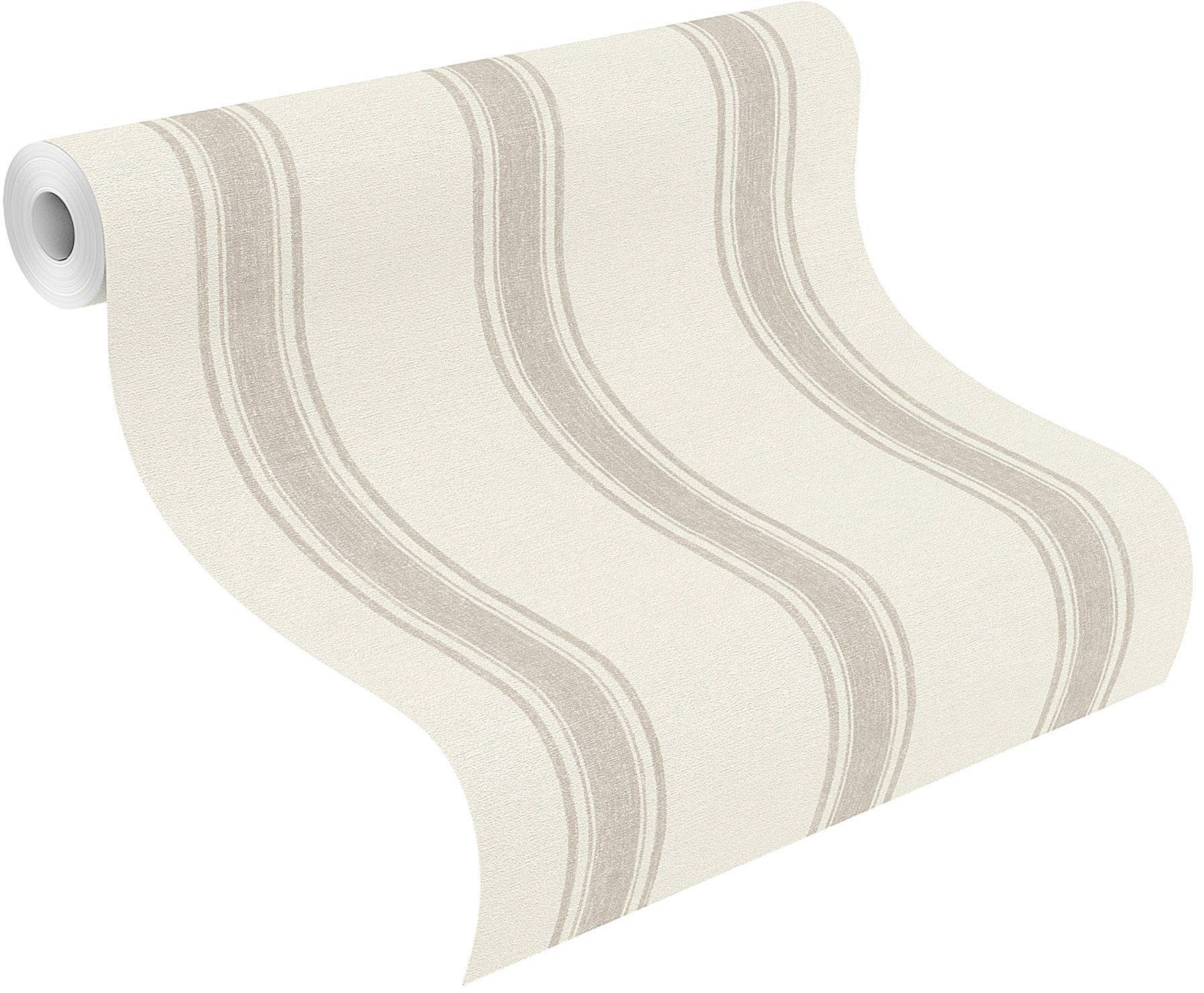 Rasch Vliestapete 555622 Beige-Rotbeige Streifen 10,05 m x 0,53 m