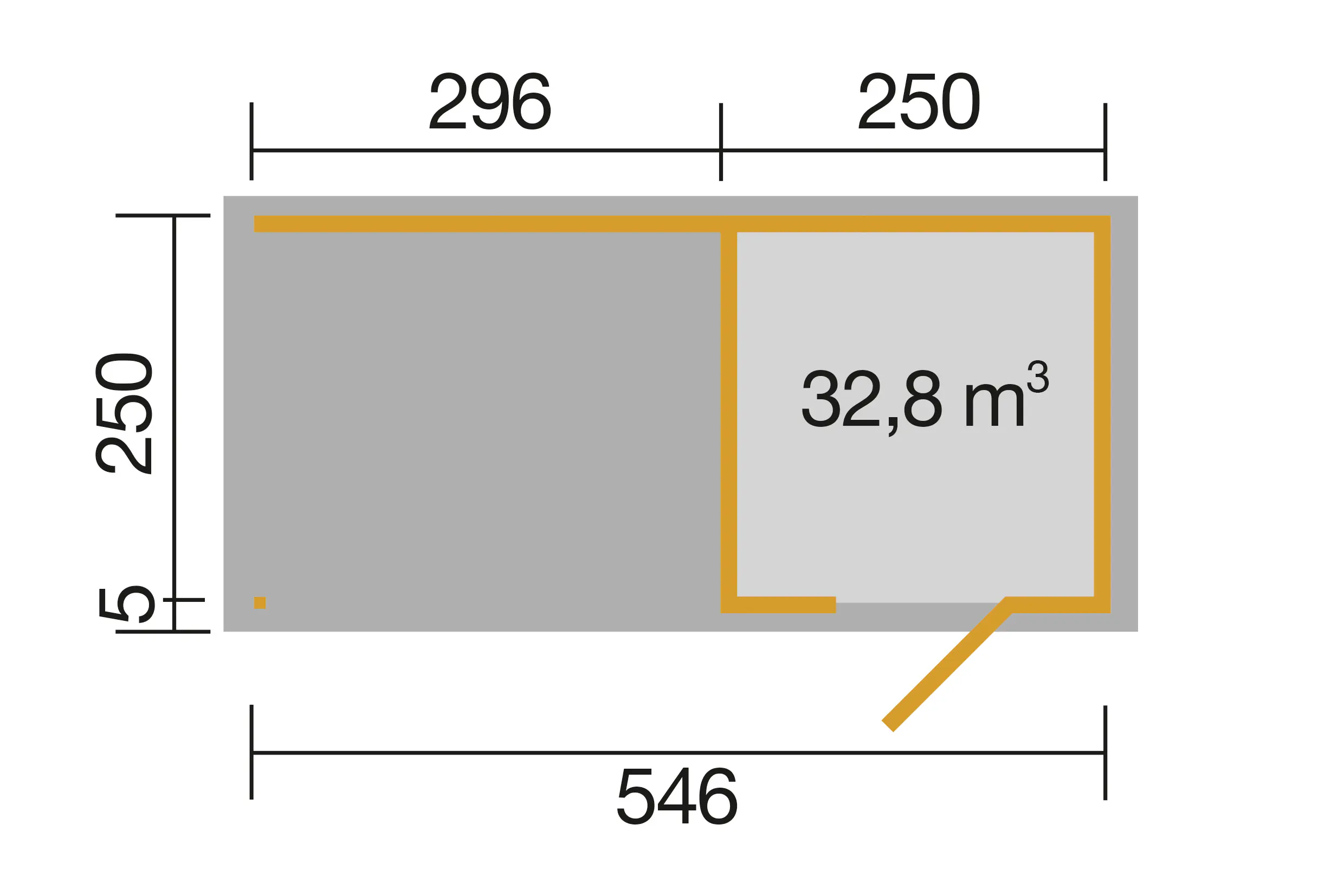 Weka Designhaus Wekaline 413 B 546 x 250 cm anthrazit mit Fußboden
