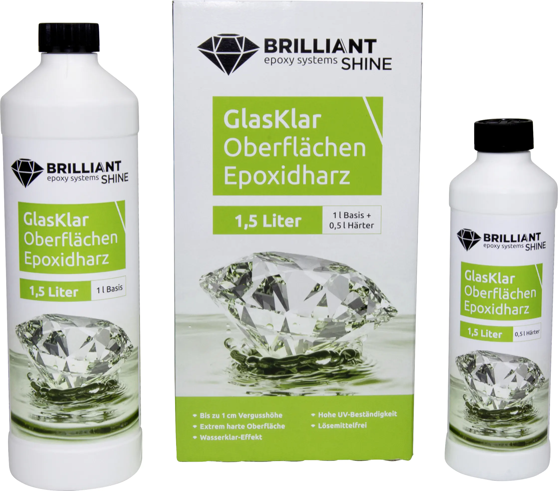 Brilliant Shine Oberflächen Epoxidharz Glasklar Epoxid A+B, 1,5L Brilliant Shine Oberflächen Epoxidharz Glasklar Epoxid A+B, 1,5L