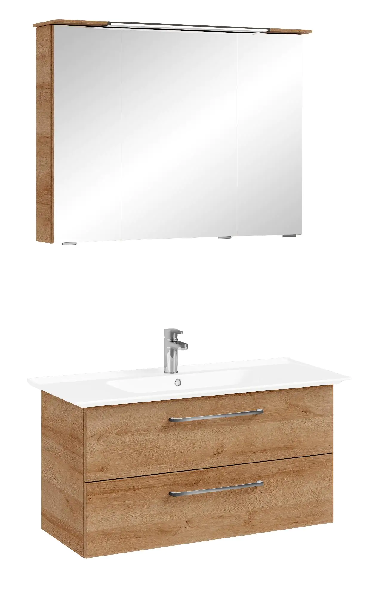 Pelipal Badmöbel-Set Riviera Eiche quer mit Keramik-Waschrisch + 3D-Spiegelschrank 100 cm Pelipal Badmöbel-Set Riviera Eiche quer mit Keramik-Waschrisch + 3D-Spiegelschrank 100 cm