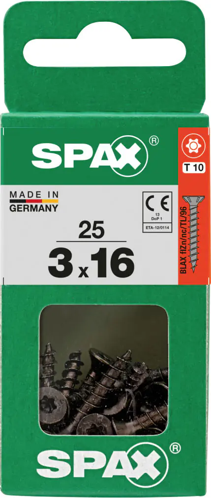 Spax Universalschrauben 3 x 16 mm T10 Vollgewinde - 25 Stk.