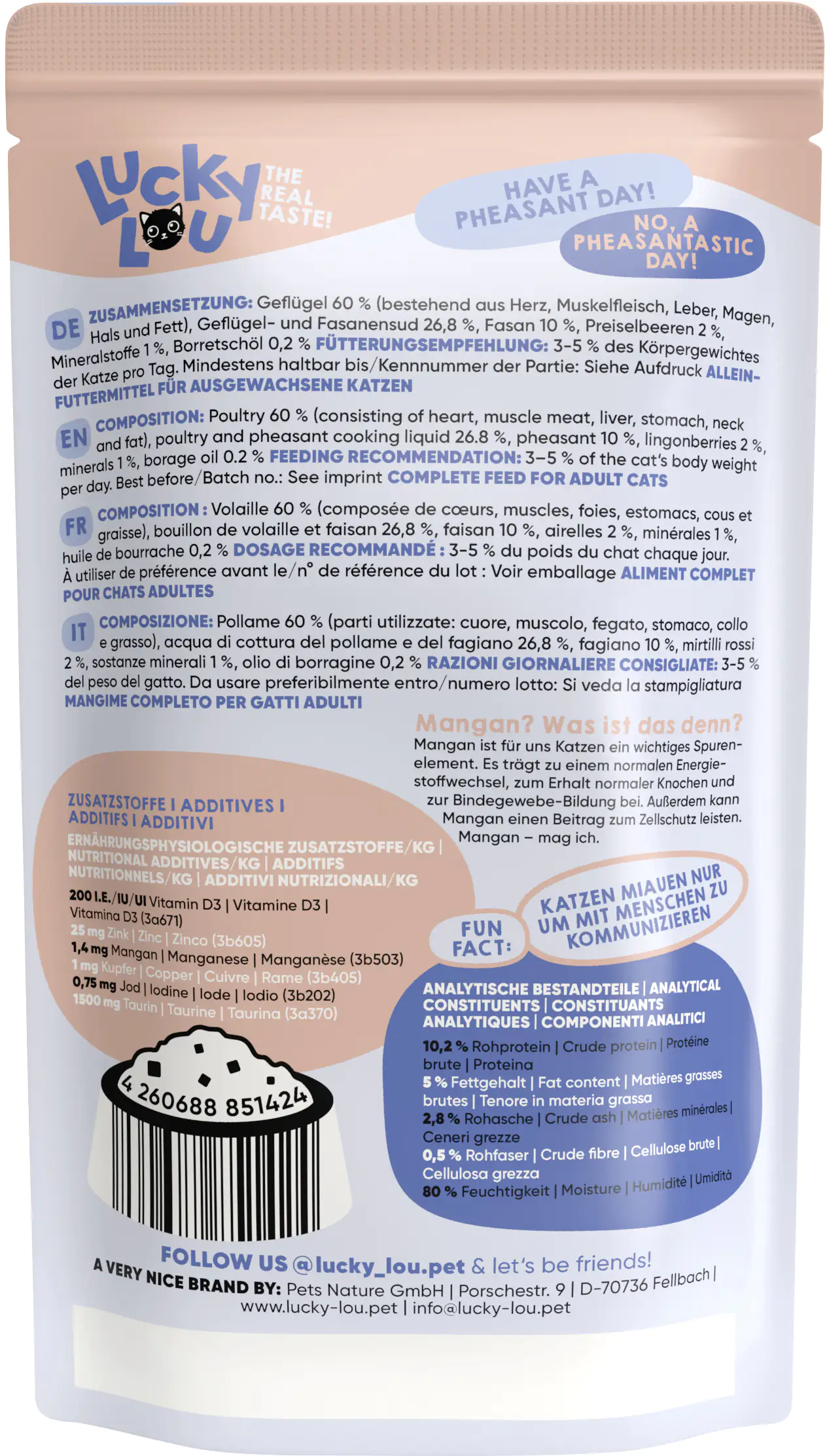 Lucky Lou Lifestage Adult Geflügel und Fasan 125g Lucky Lou Lifestage Adult Geflügel und Fasan 125g