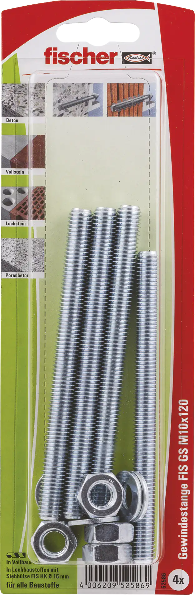 Fischer Gewindeanker FIS M10 x 120 mm - 4 Stück