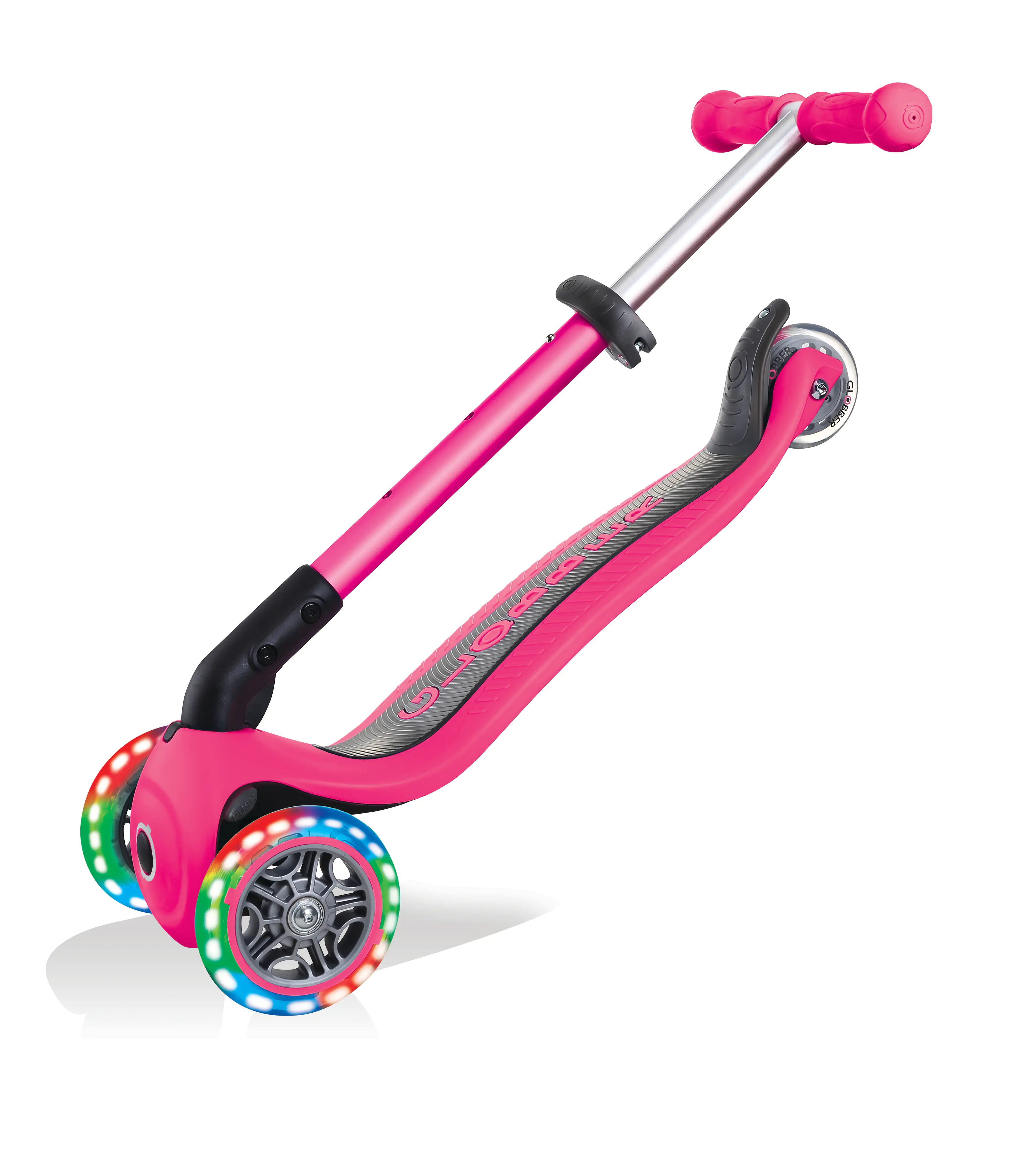 Globber Scooter Junior Foldable Lights fuchsia pink mit Leuchtrollen