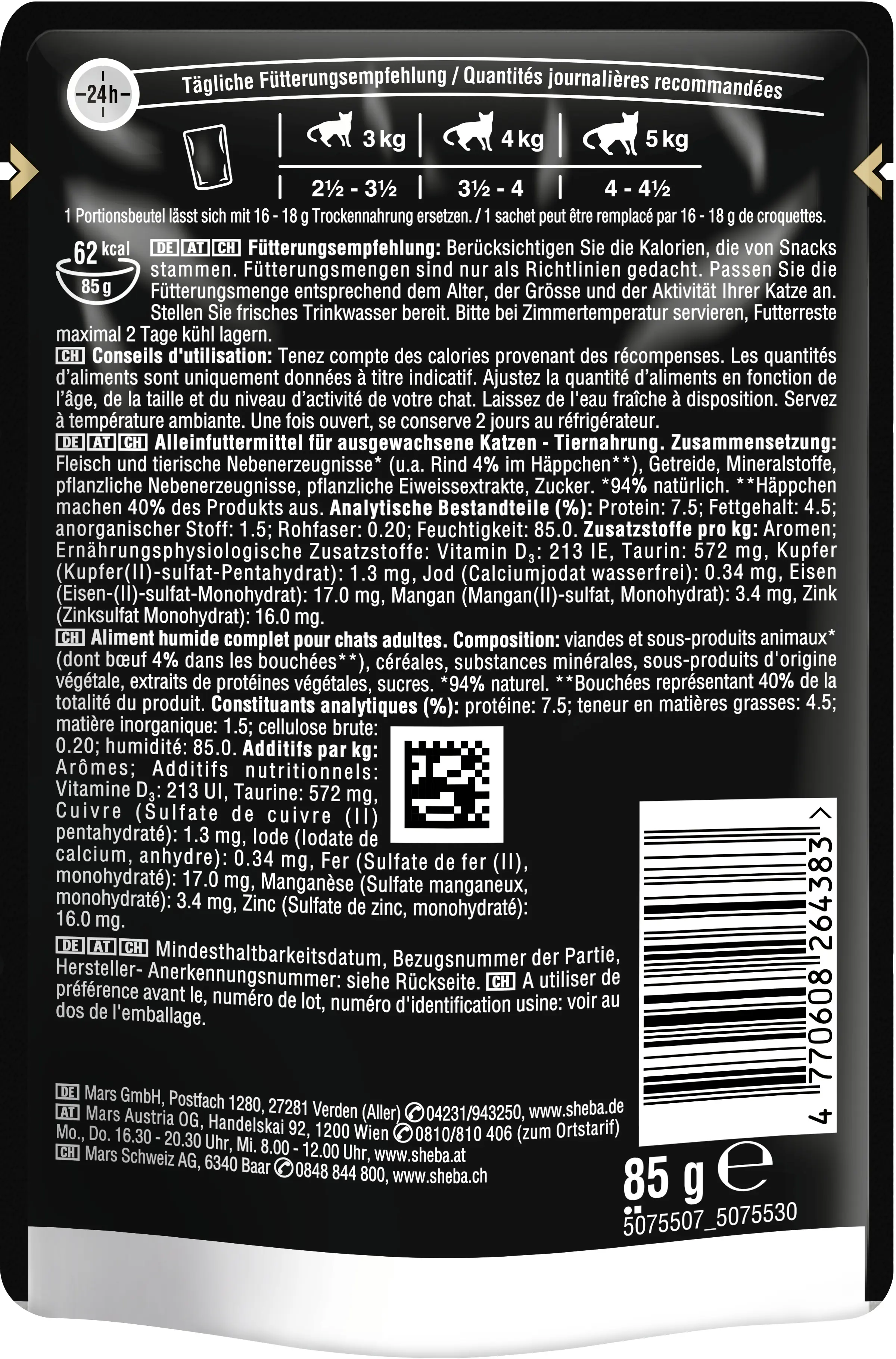 Sheba Katzennassfutter Adult 85 g Rind