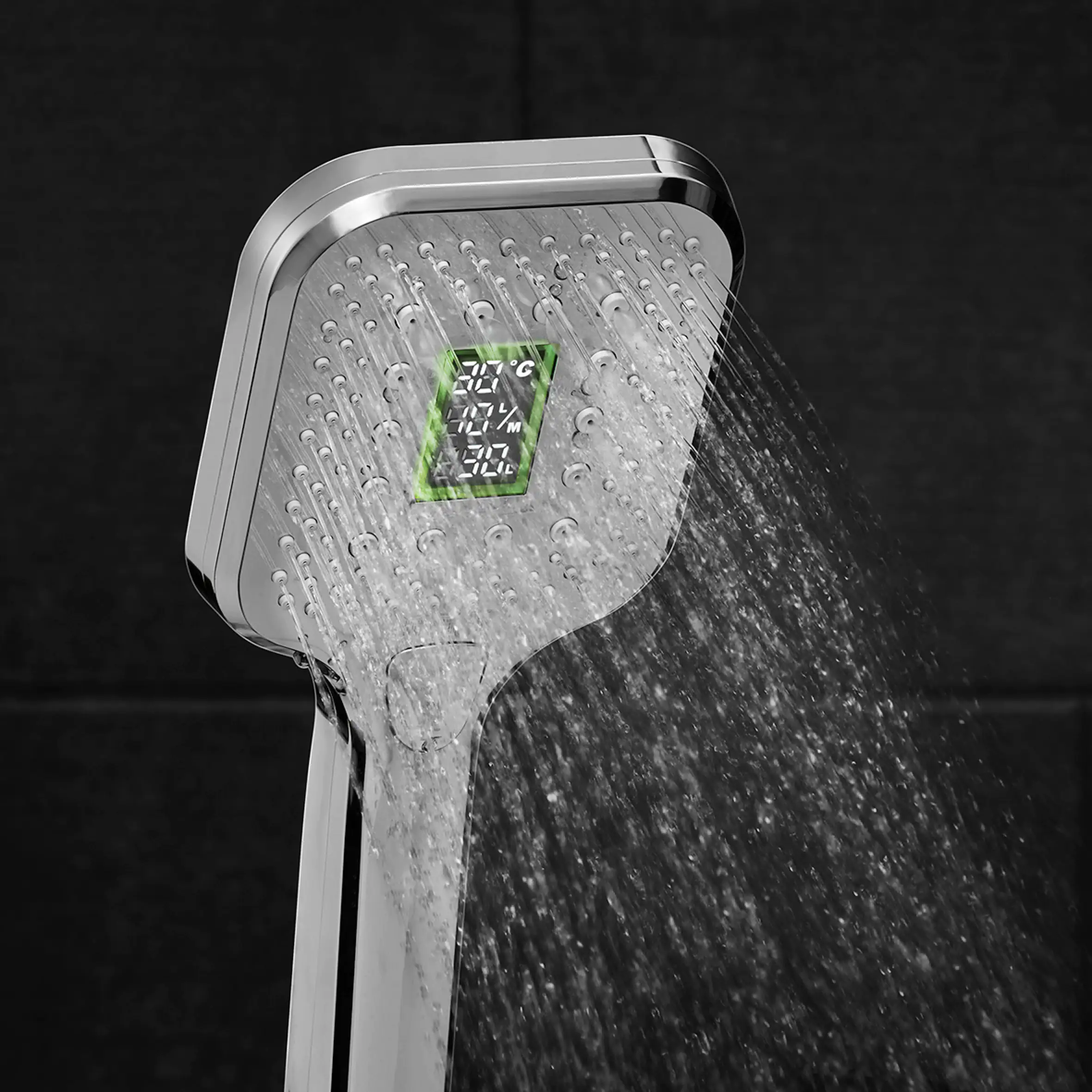 Cornat Handbrause Smartly 108 x 108 mm mit Verbrauchsanzeige 3 Strahlarten verchromt