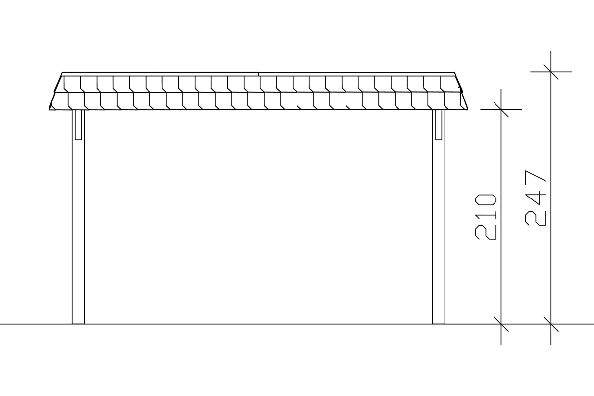 SKAN HOLZ Carport Wendland 409 x 628 cm mit EPDM-Dach, schwarze Blende