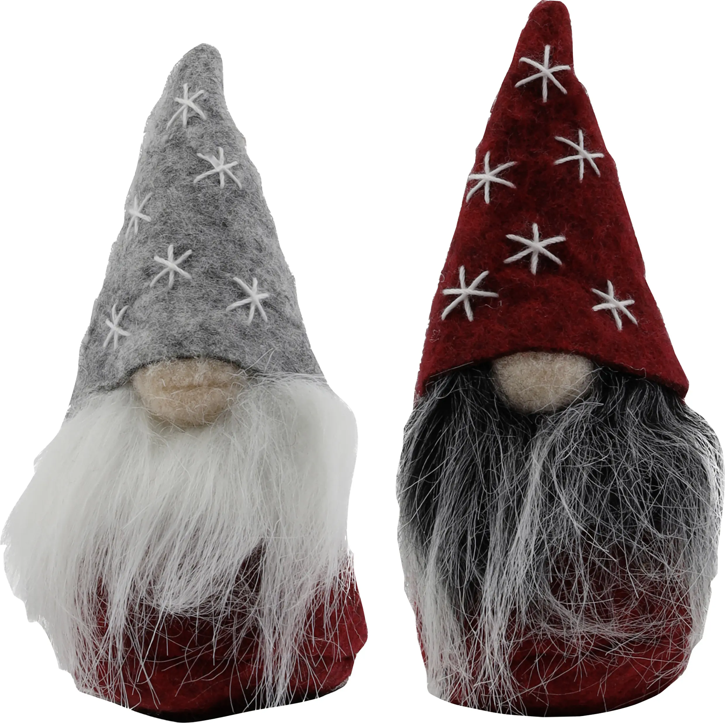 Dekofigur Wichtel aus Filz 10 cm grau/rot