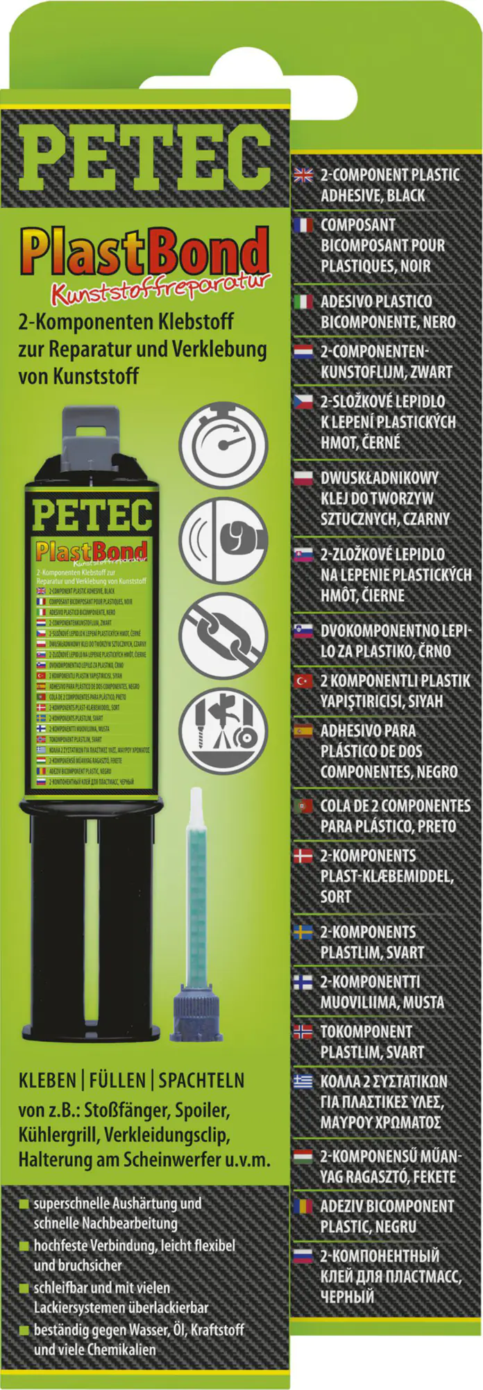 Petec PlastBond 2-Komponenten Hochleistungskleber für Kunststoff 24ml