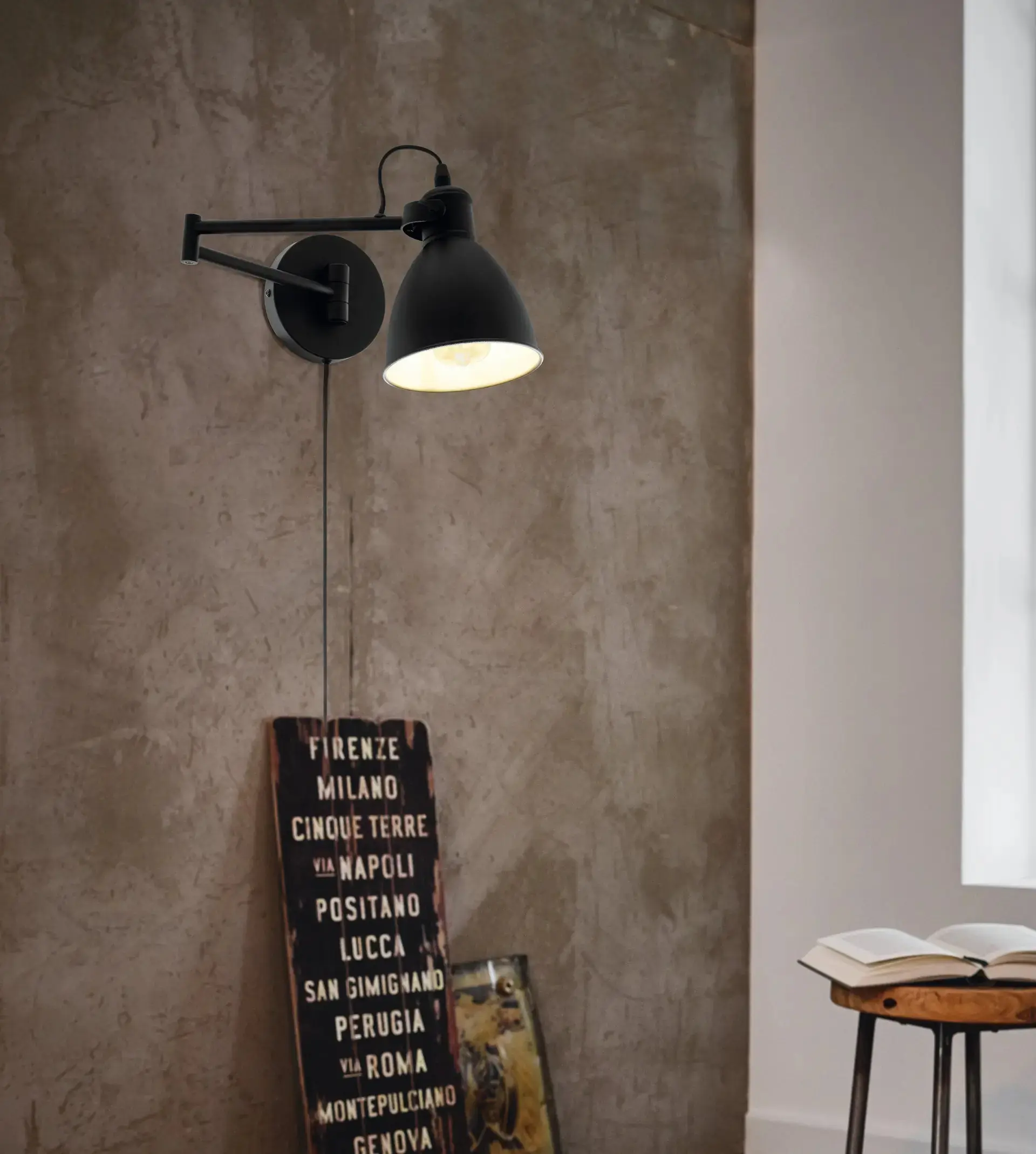 Eglo Wandleuchte San Peri E27 schwarz Stahl