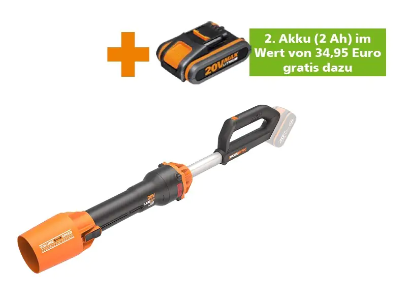 Worx Akku-Laubbläser Turbine WP544E Aktions-Set inkl. gratis 2. Akku Worx Akku-Laubbläser Turbine WP544E Aktions-Set inkl. gratis 2. Akku