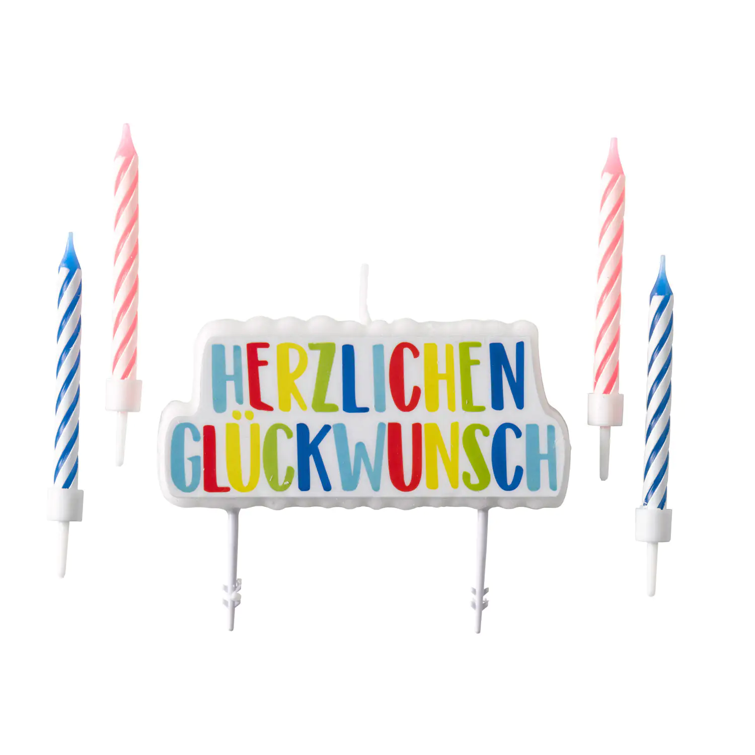 Kerzenset Herzlichen Glückwunsch 5-teilig Höhe 6 / 6,3 cm Kerzenset Herzlichen Glückwunsch 5-teilig Höhe 6 / 6,3 cm