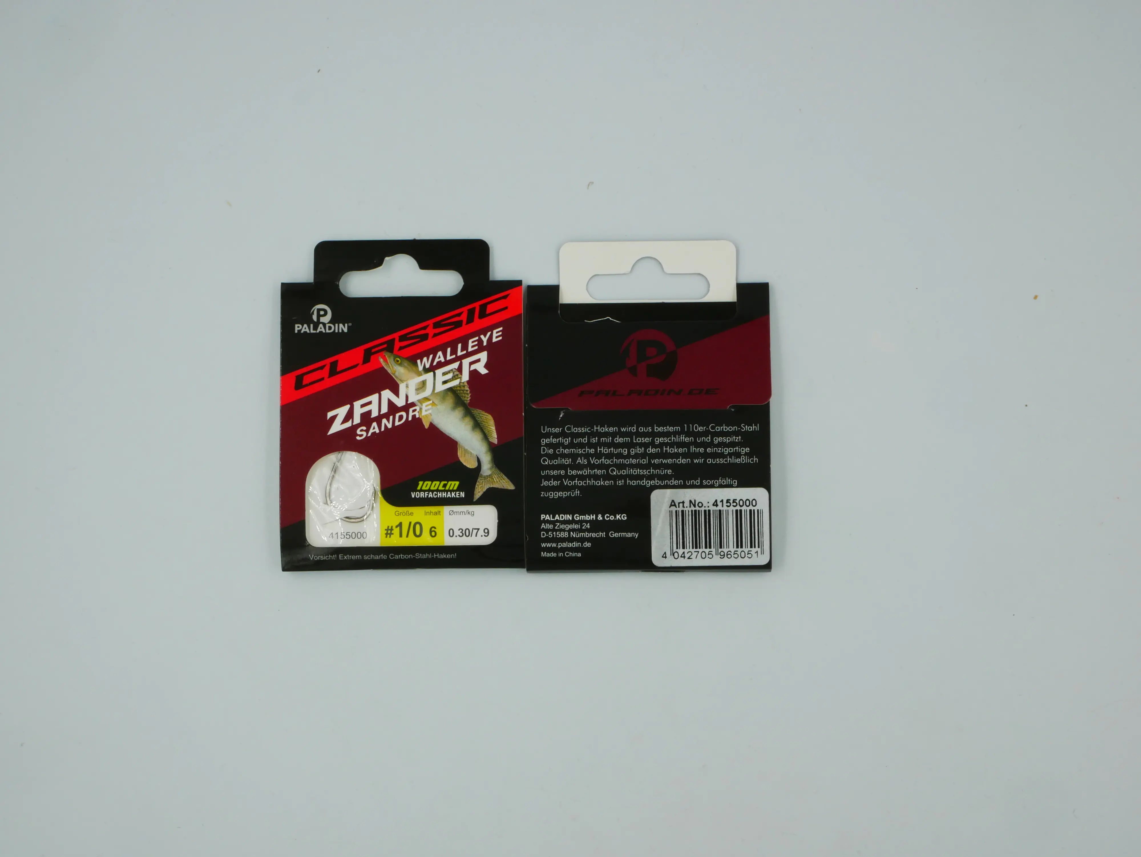 Paladin Zanderhaken gebunden Größe 1/0 100 cm 6 Stück gunsmoke 