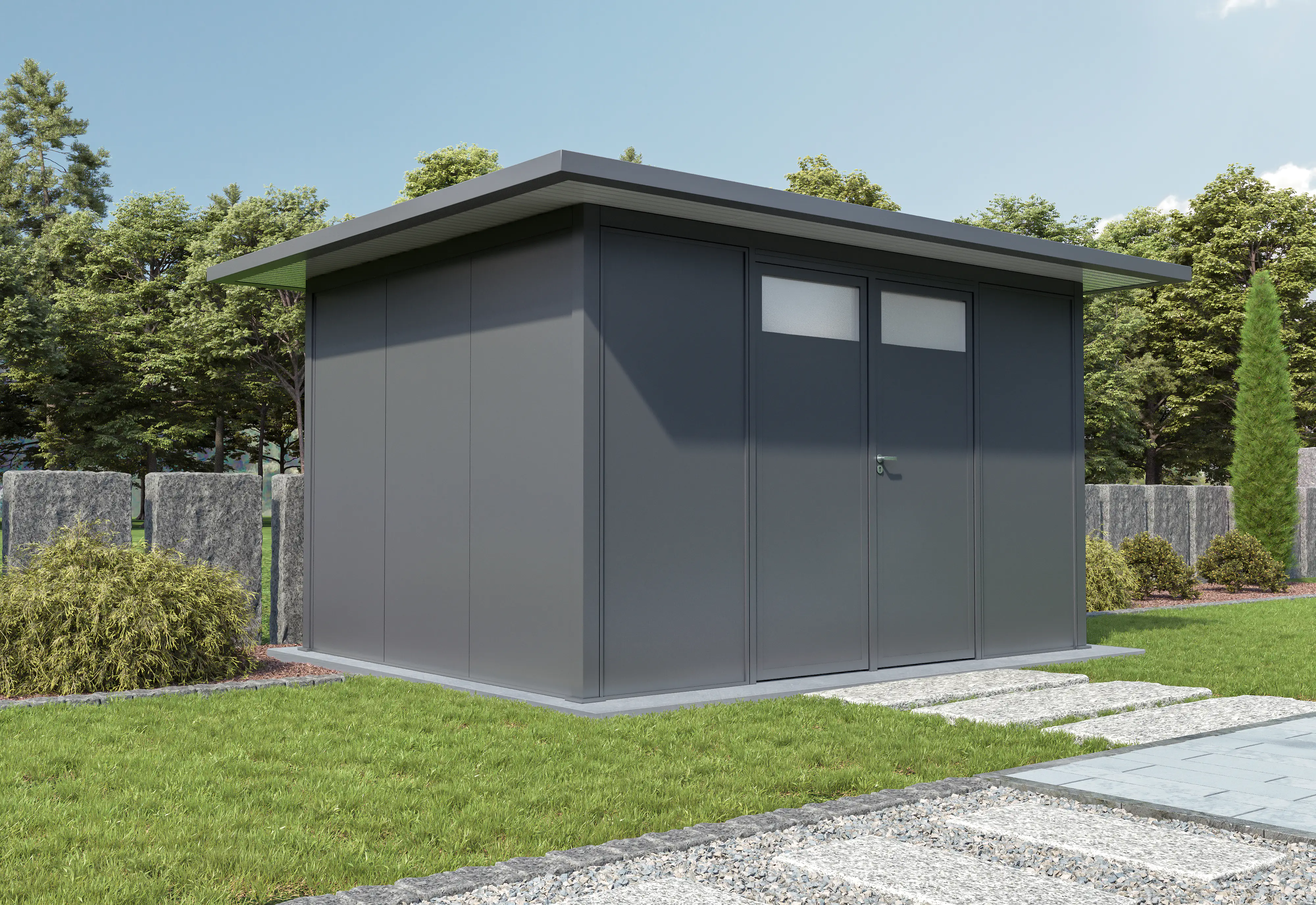 Gartenhaus Porto 505 x 405 cm anthrazit - OHNE TÜREN