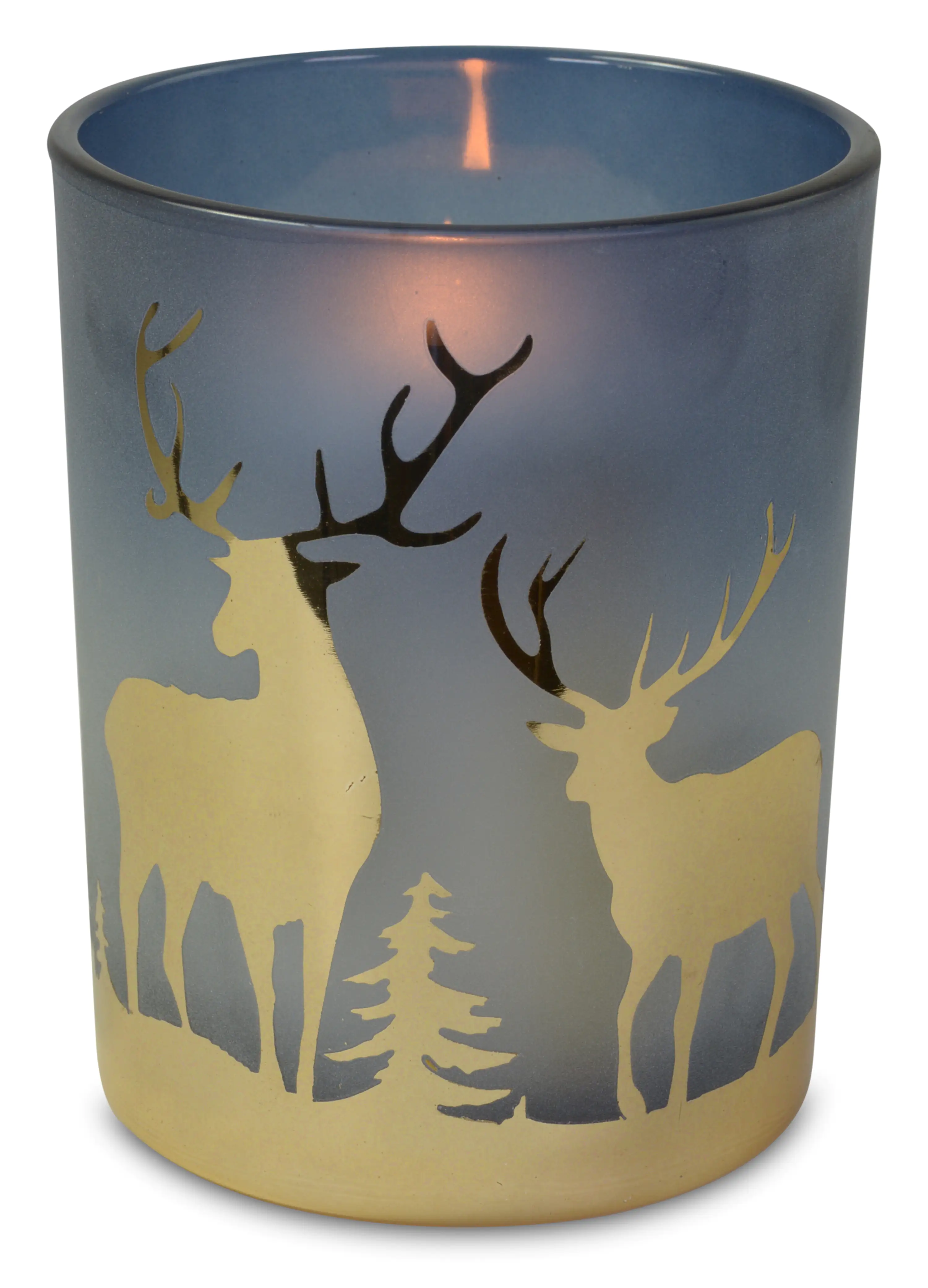 4004942199026 Riffelmacher Windlicht mit goldenen Hirschen 10 x 10 x 12,5 cm