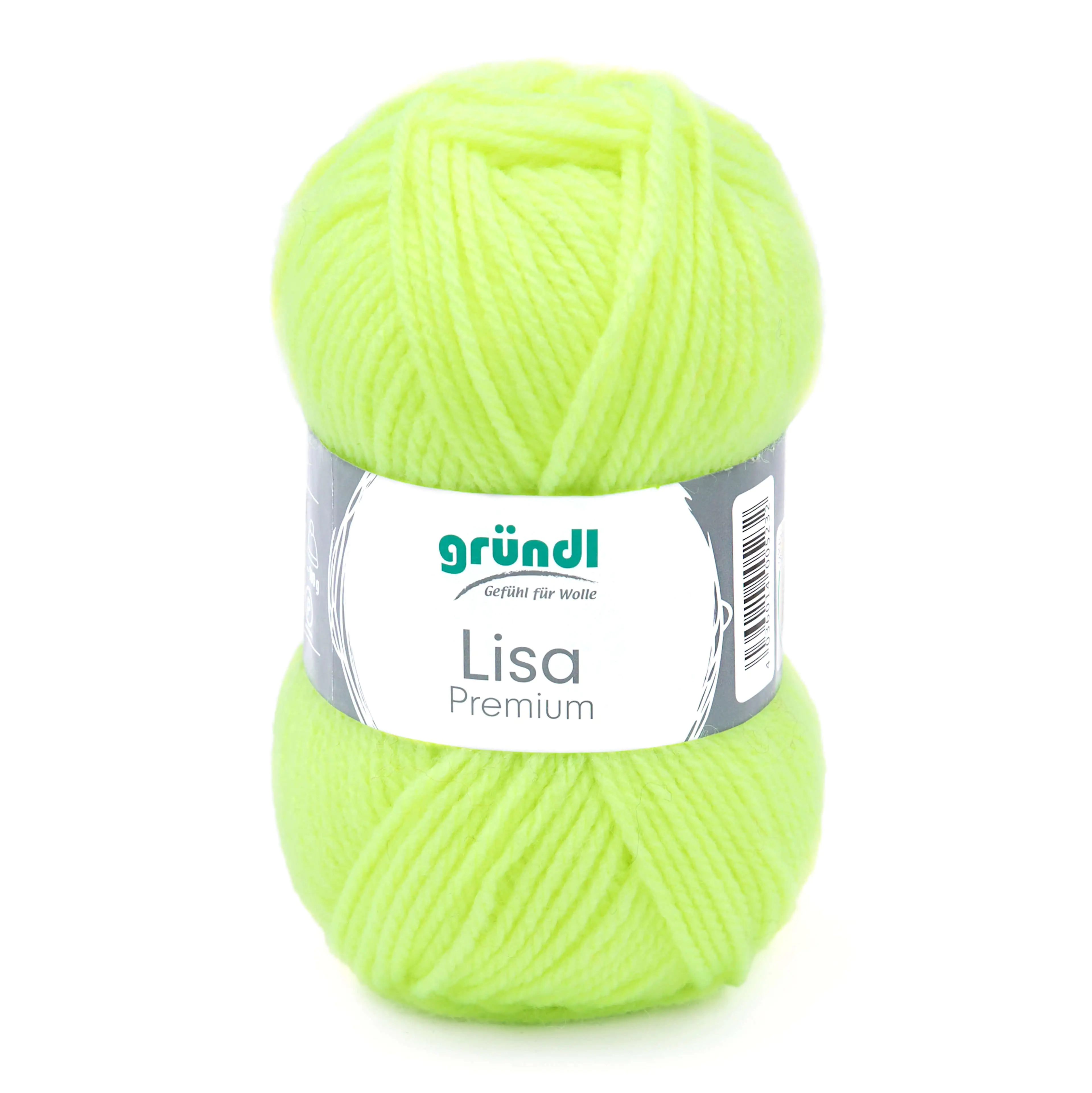 4036014005232 Gründl Wolle Lisa Premium uni 50 g neongelb
