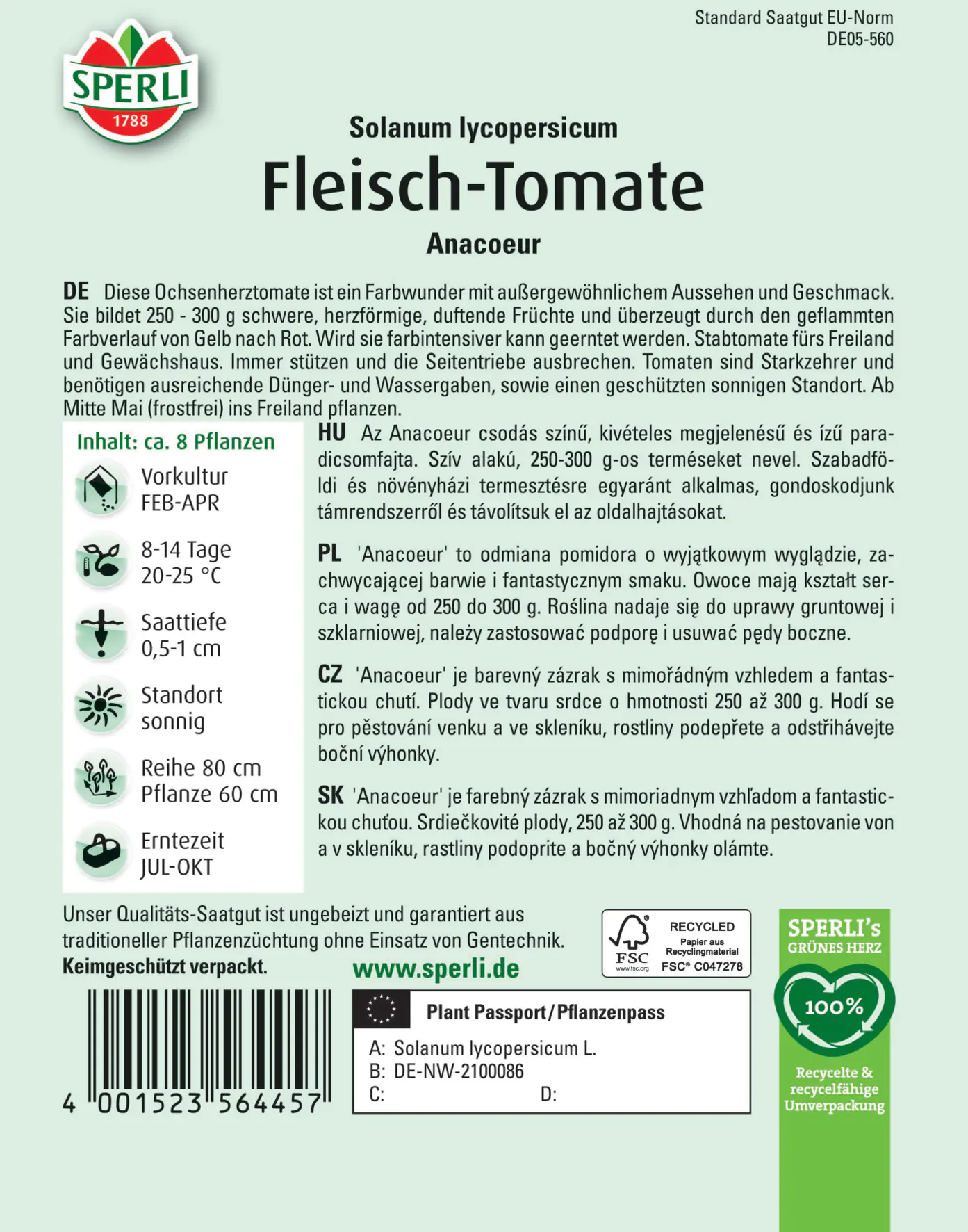 Sperli Fleischtomate Anacoeur