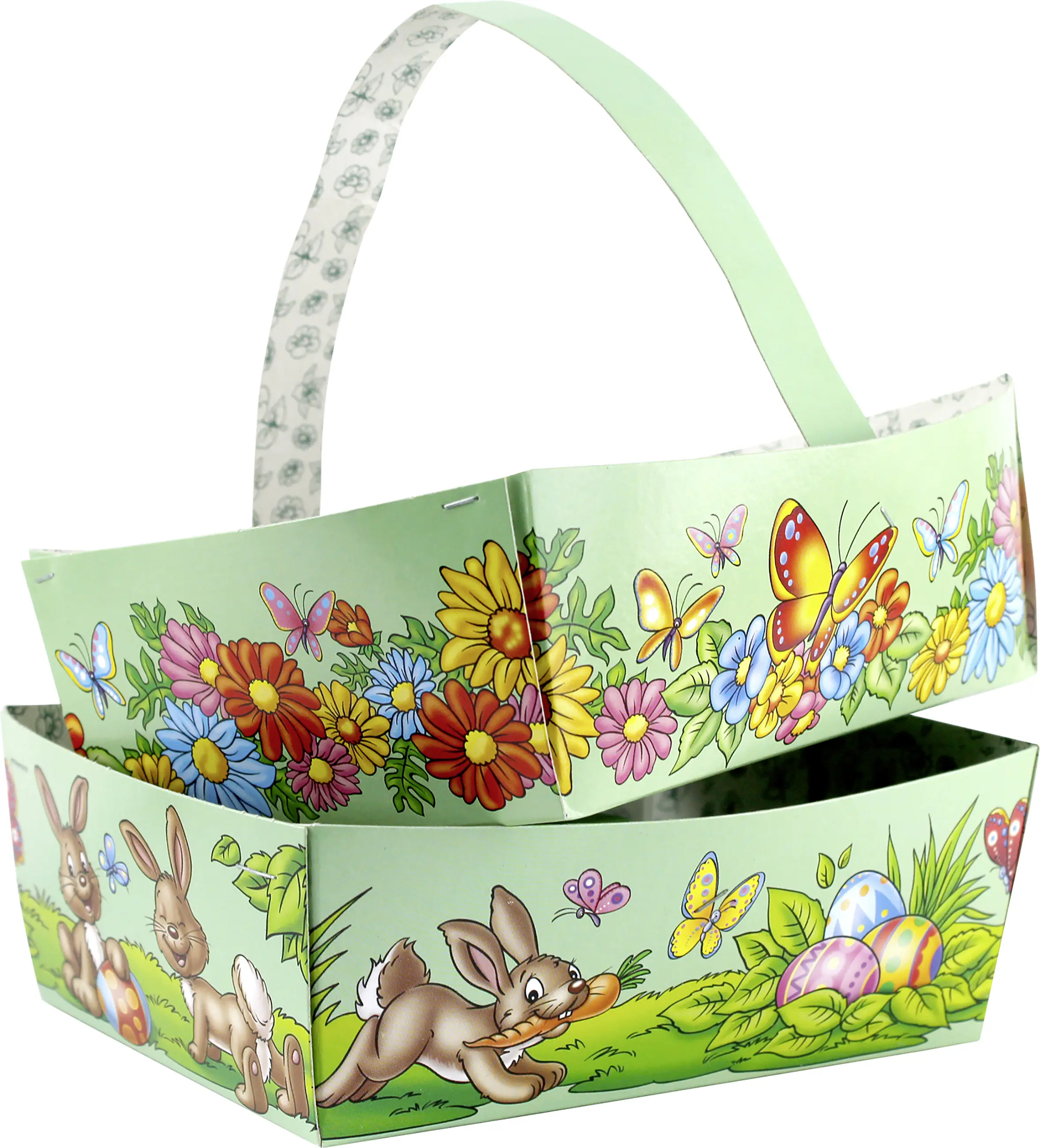 Osterkorb Pappe 15 x 12 cm bunt mit Griff Osterkorb Pappe 15 x 12 cm bunt mit Griff