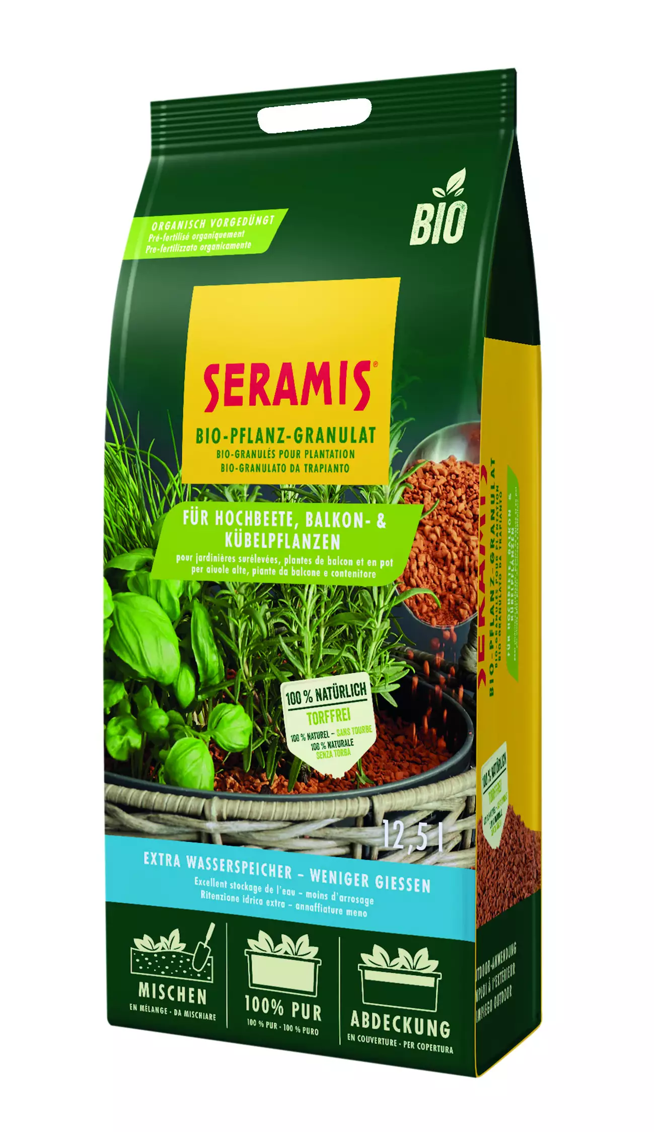 Seramis Bio-Pflanz-Granulat für Hochbeete, Balkon- & Kübelpflanzen 12,5 l