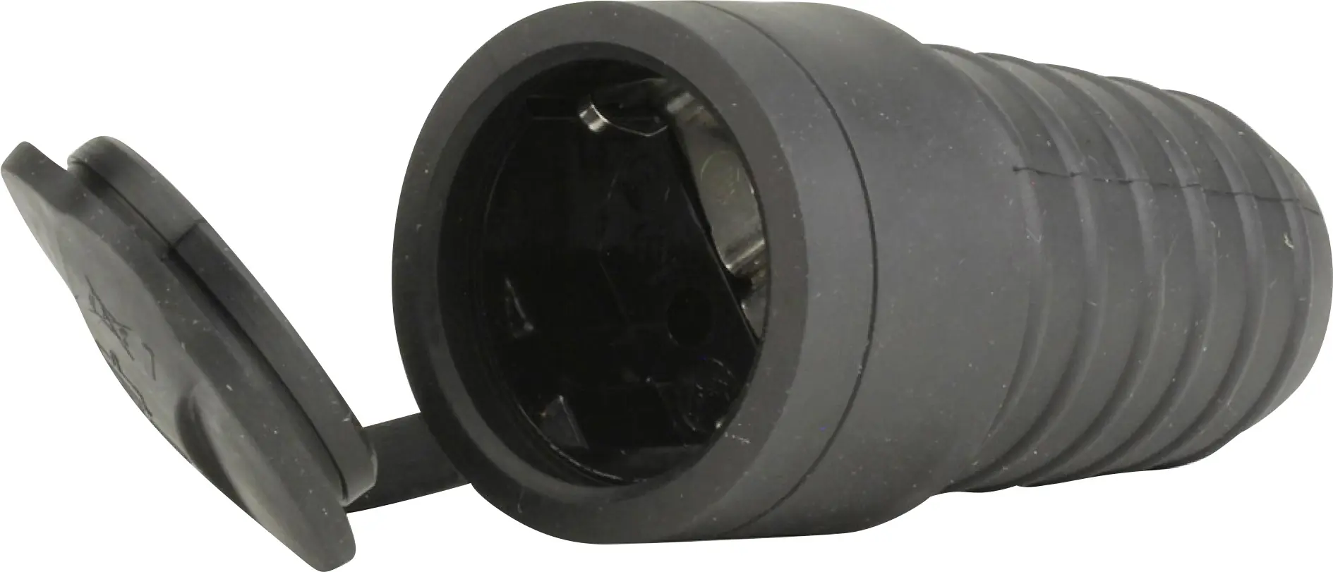 Schutzkontakt-Kupplung Gummi PVC-Ei IP44 Deckel schwarz