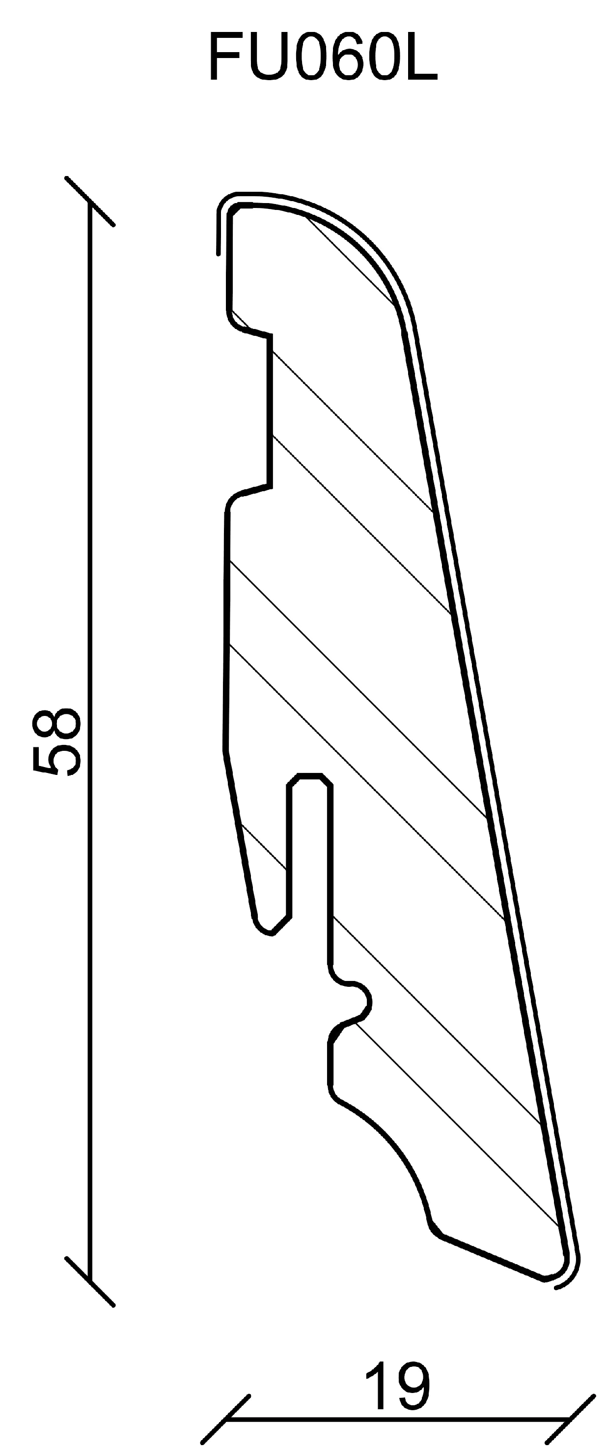 Neuhofer Fußleiste 240 cm 58 x 19 mm Schatteneiche