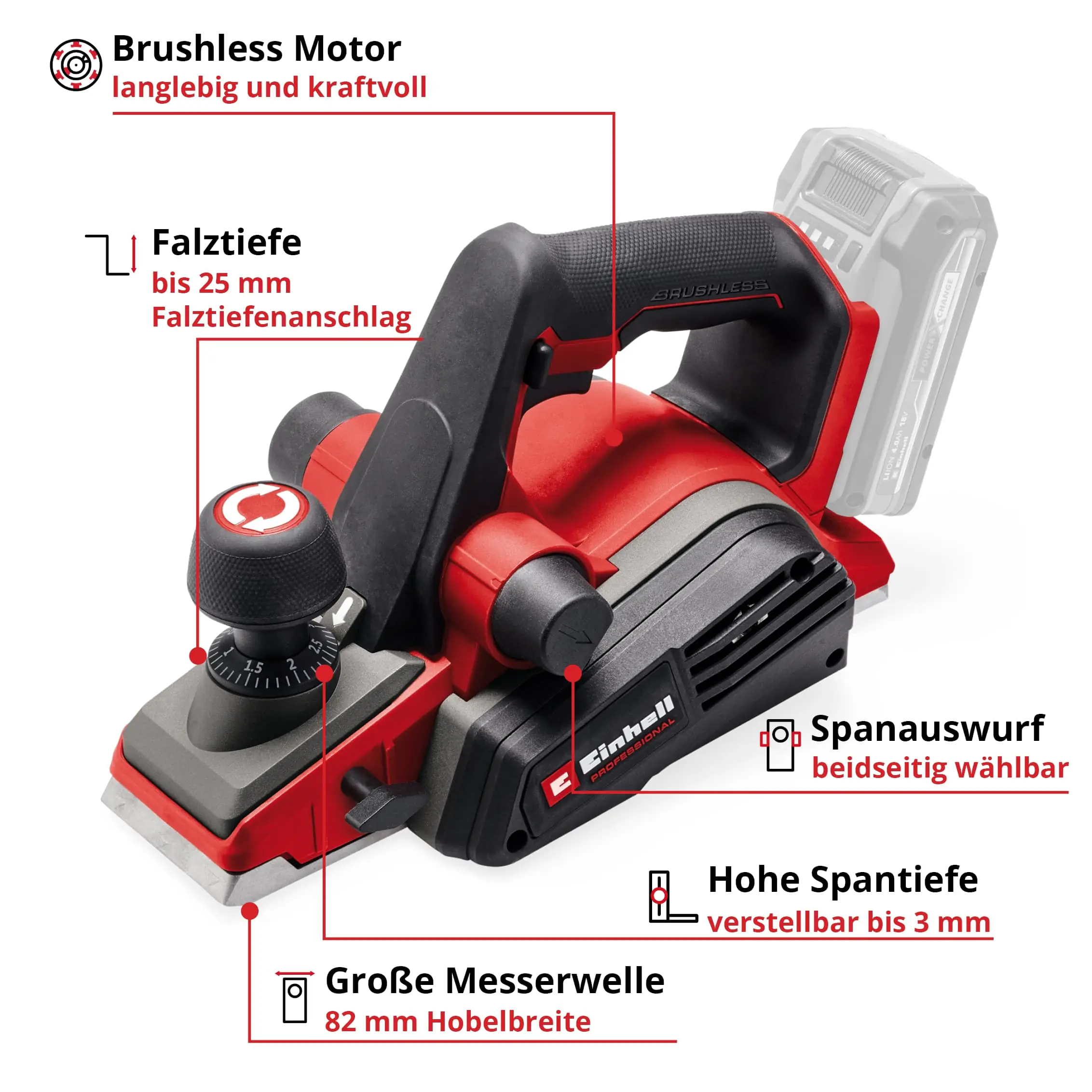 Einhell Professional Akku-Hobel TP-PL 18/3 Li BL Solo Einhell Professional Akku-Hobel TP-PL 18/3 Li BL Solo
