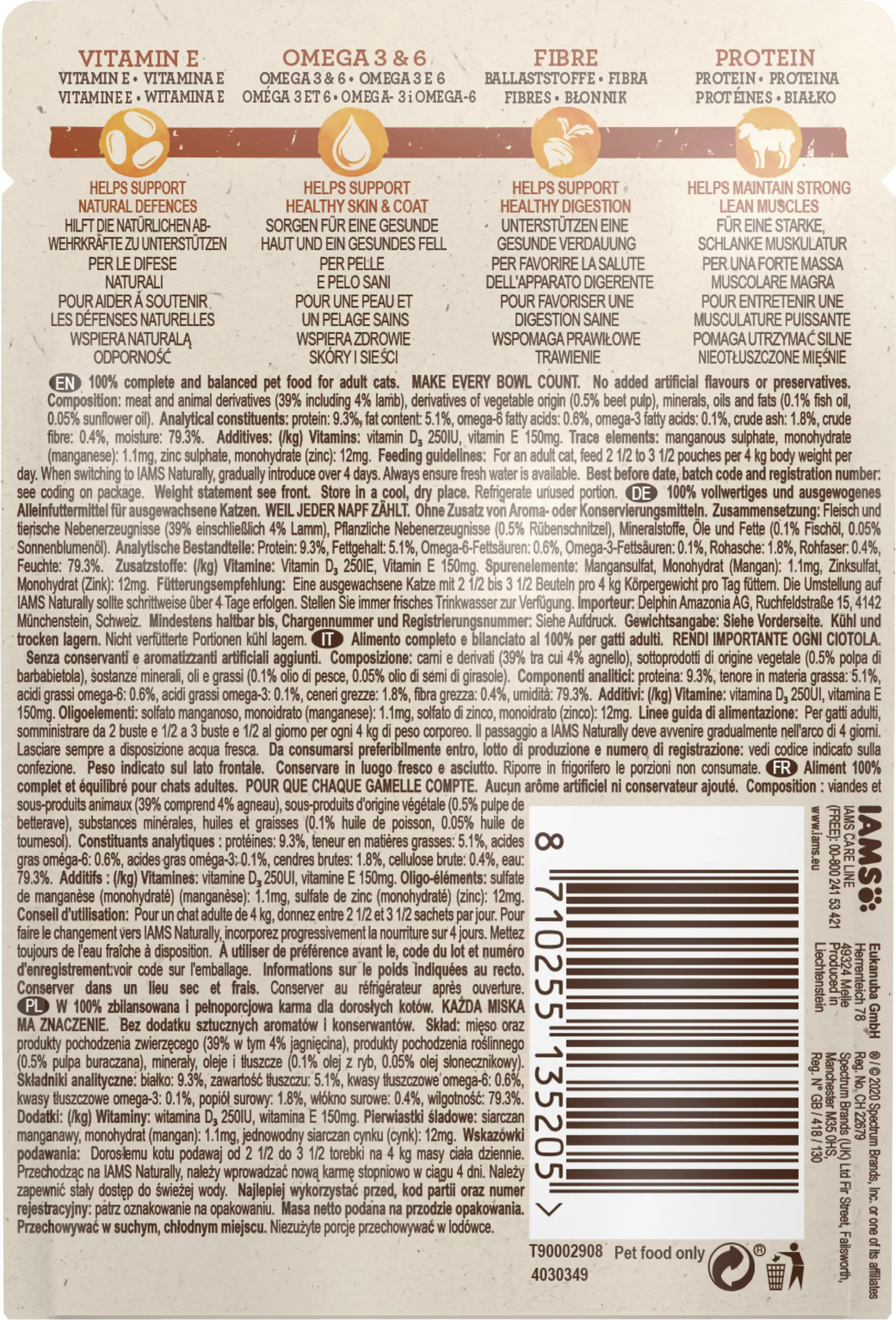 IAMS Naturally Katze Erw. Lamm 85g 85g