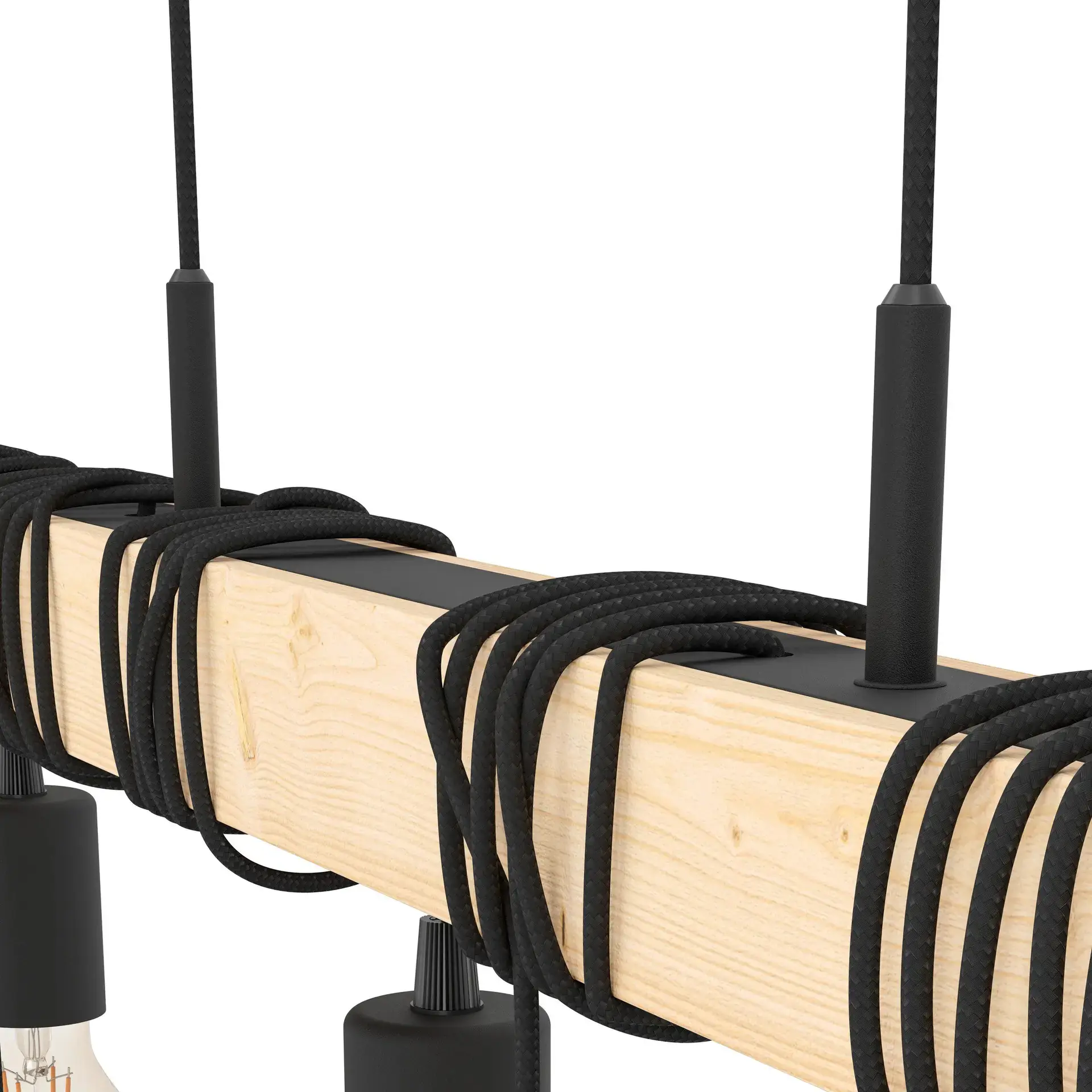 Eglo 6er Hängeleuchte Townshend schwarz natur 100 x 10 x 110 cm E27