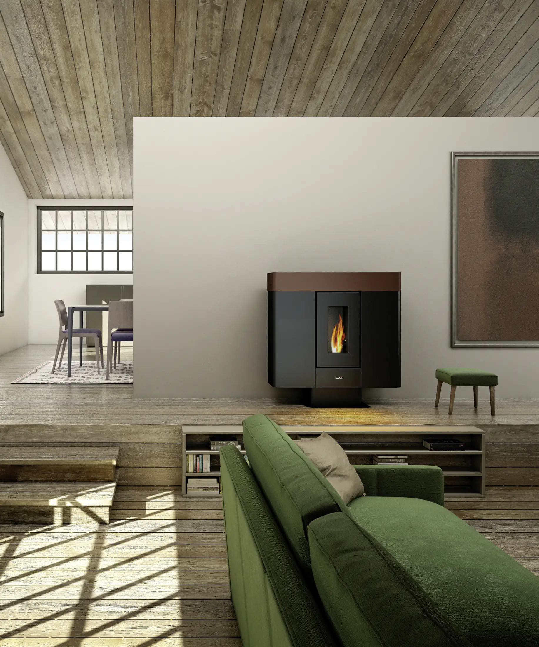 FreePoint Pelletofen MOON Stahl10 kWschwarz-braun