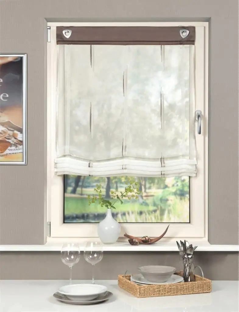 4011714758626 Home Wohnideen Raffrollo Voile Scherli stein 140 x 60 cm