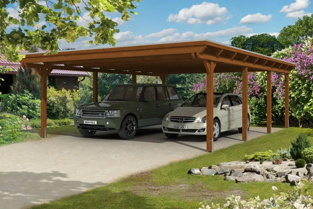 SKAN HOLZ Carport Emsland 613 x 846 cm mit Aluminiumdach