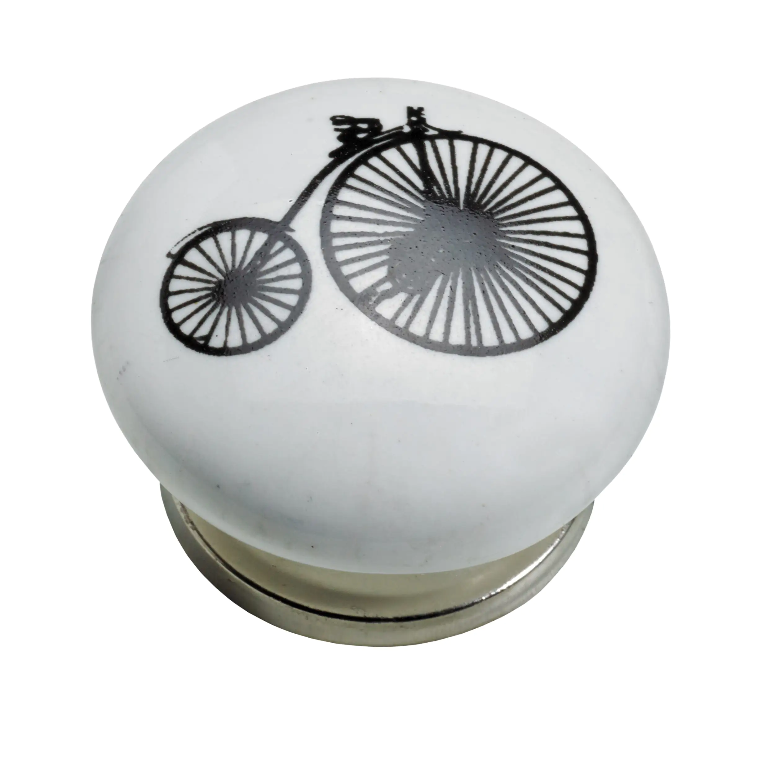 Hettich Möbelknopf Keramik weiß mit Fahrrad II Ø 40,0 mm - 1 Stück