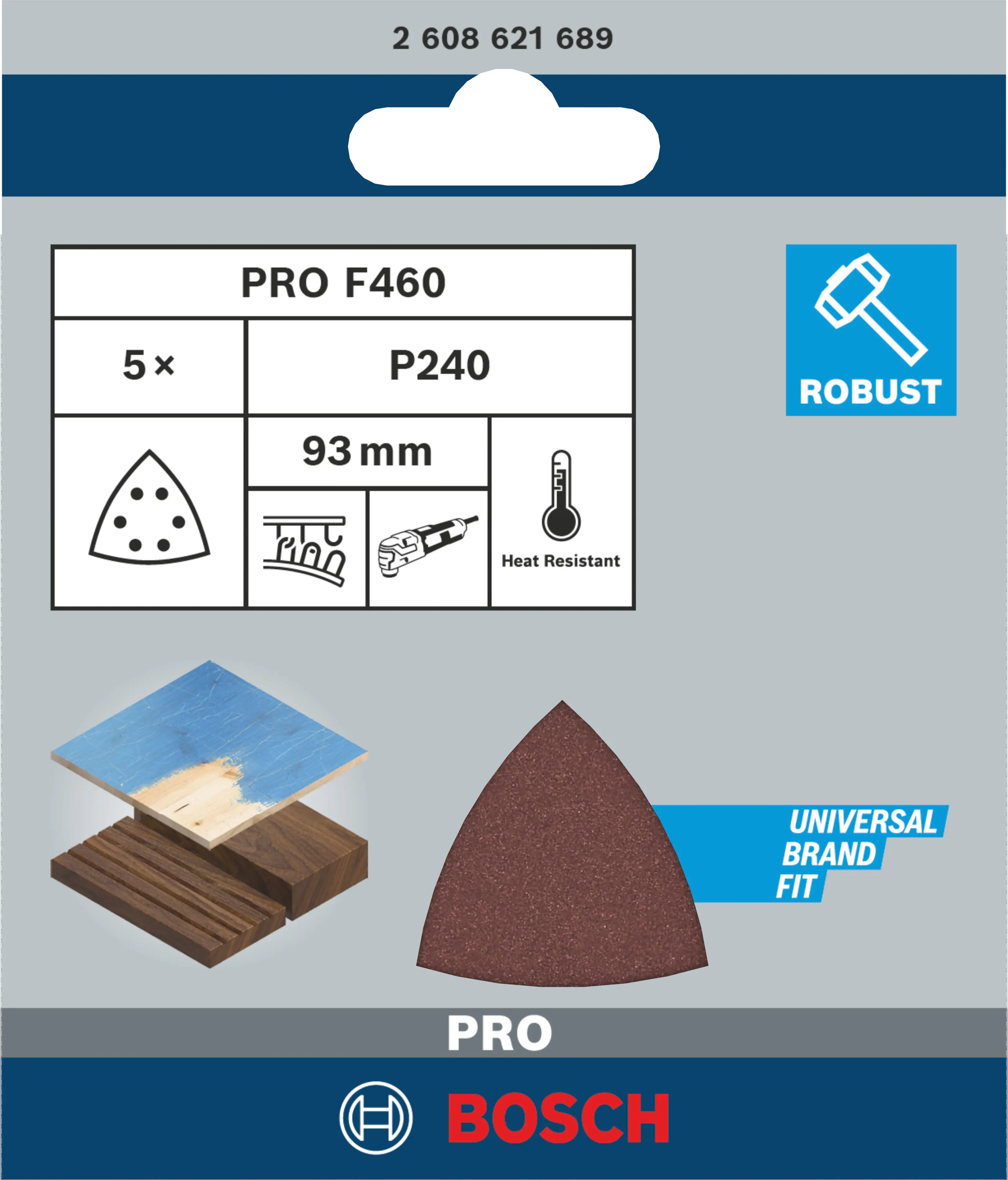 Bosch PRO F460 Schleifblatt 93 x 93 mm G240 5-teilig