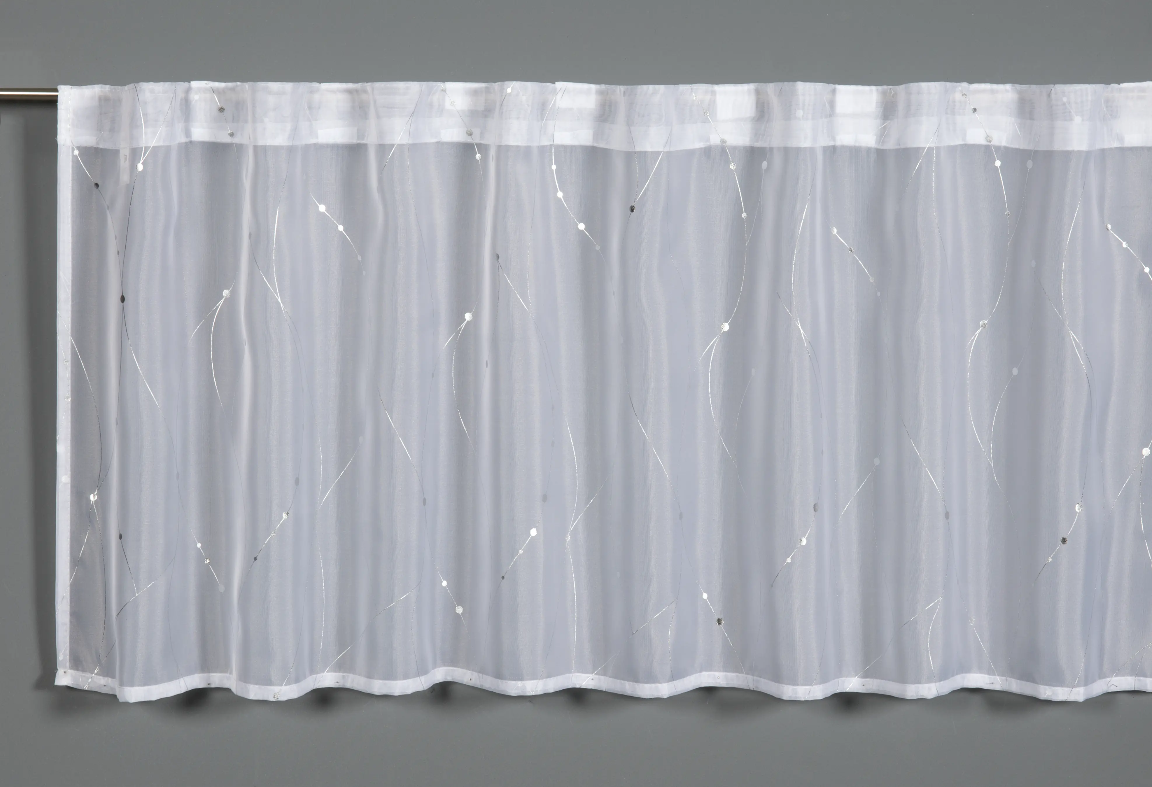 Gardinia Schlaufenpanneau Voile mit Silberdruck weiß 140 x 45 cm