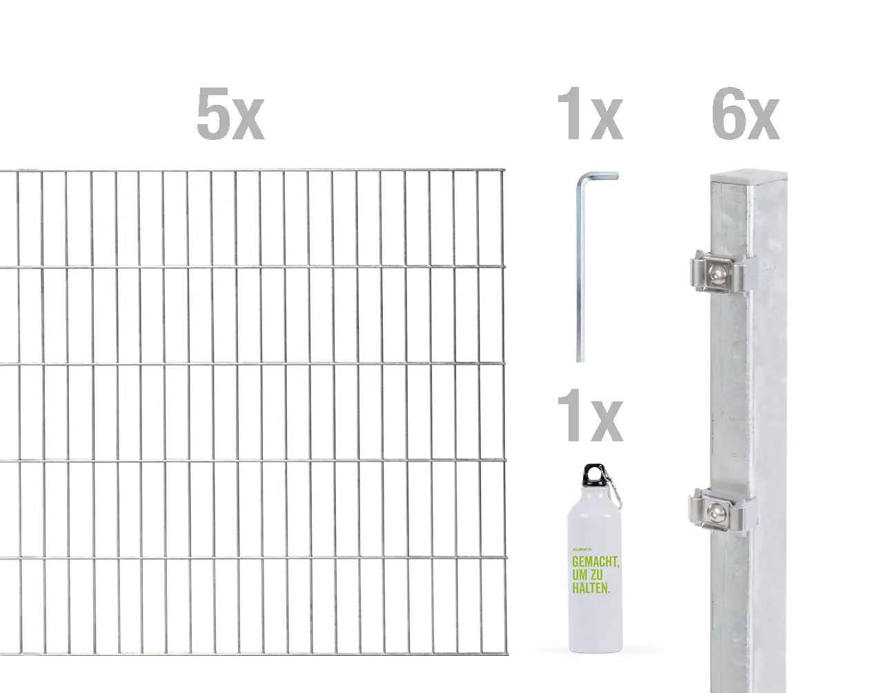 Alberts Komplettset Doppelstabmatten 10 m 100 cm 6/5/6 feuerverzinkt Alberts Komplettset Doppelstabmatten 10 m 100 cm 6/5/6 feuerverzinkt