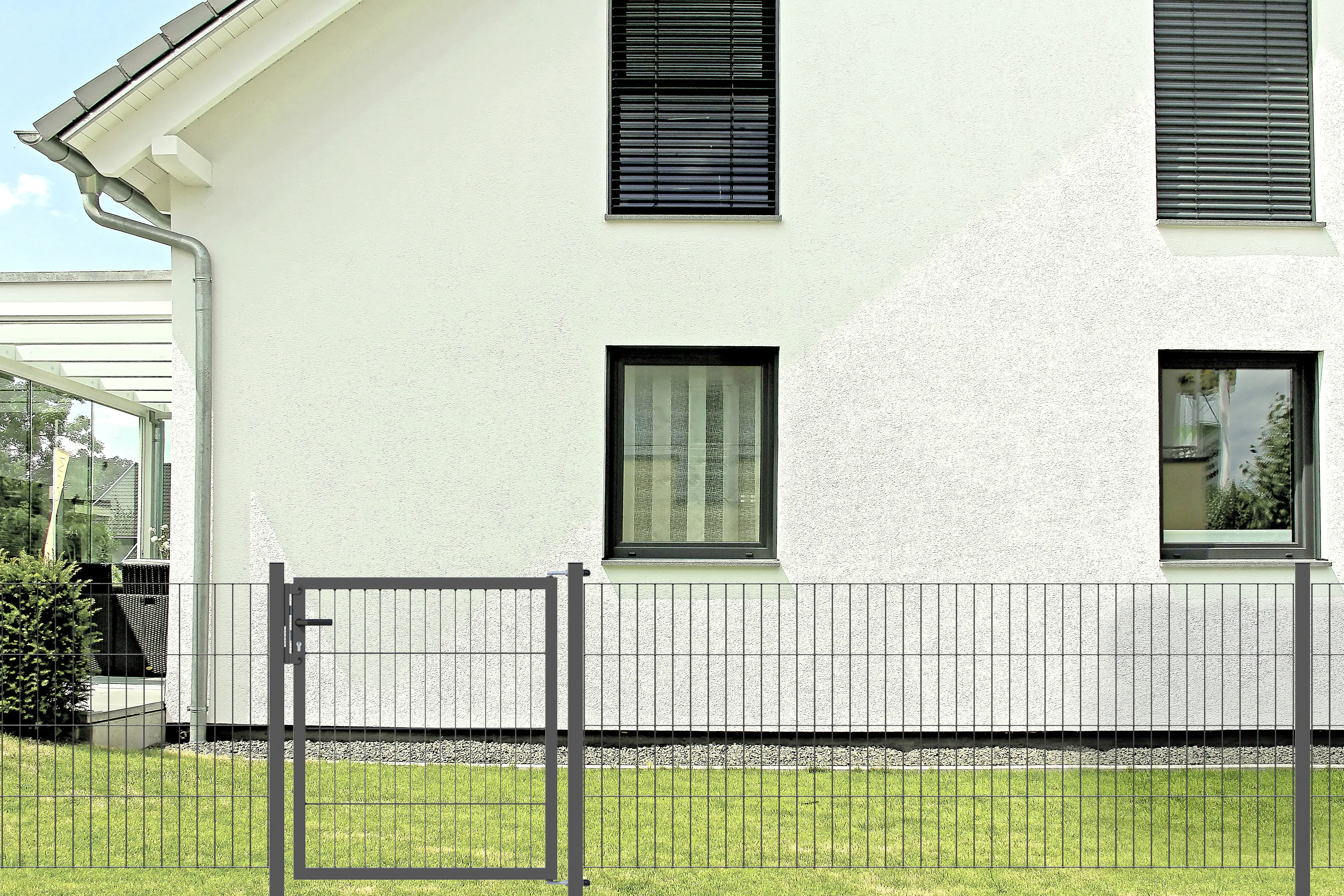 Stabgitter-Einzeltor anthrazit, 1000 x 1000 mm, zum Einbetonieren