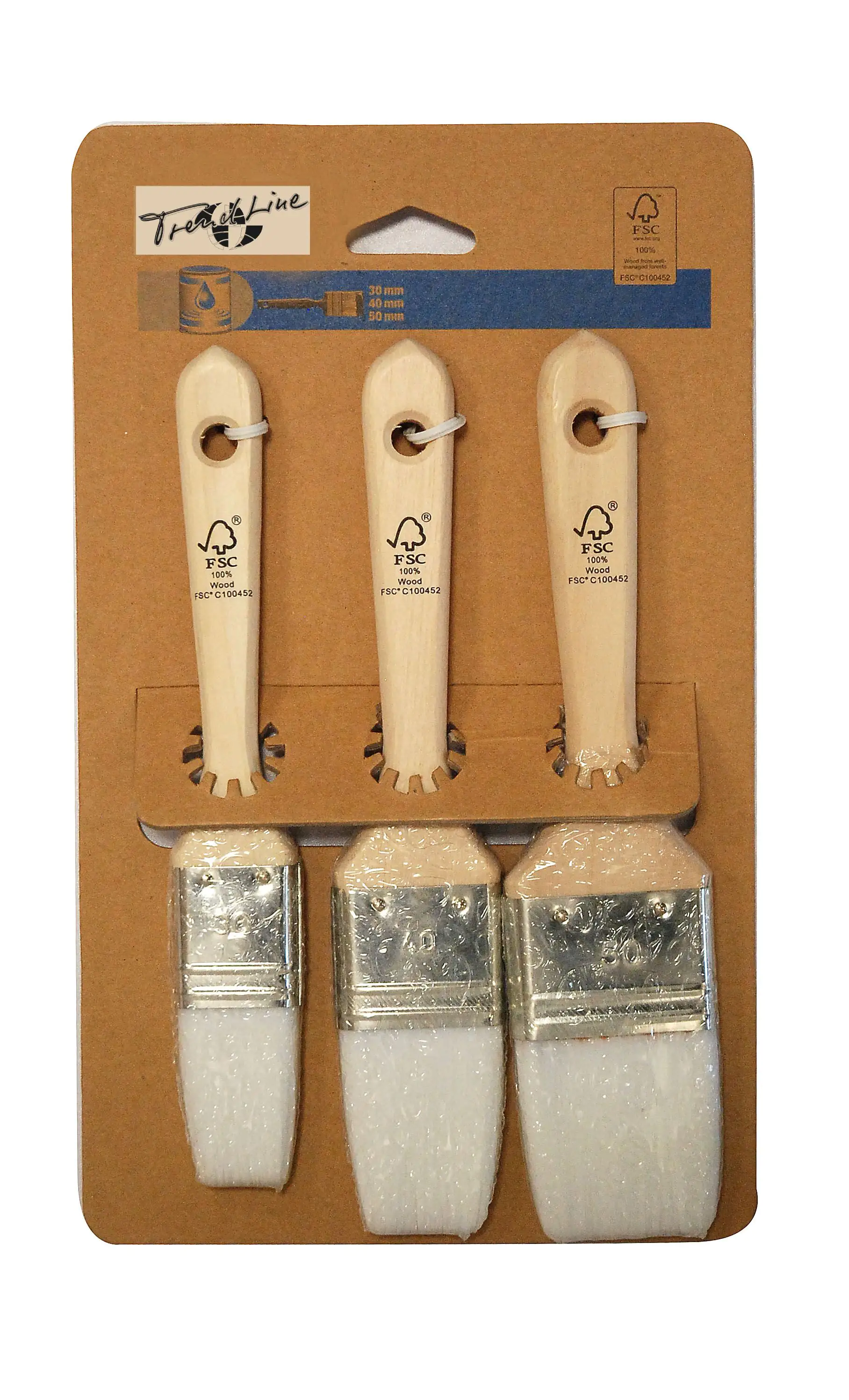 4333692048330 TrendLine Acryl Pinsel-Set 3-teilig 30 mm, 40 mm, 50 mm hell