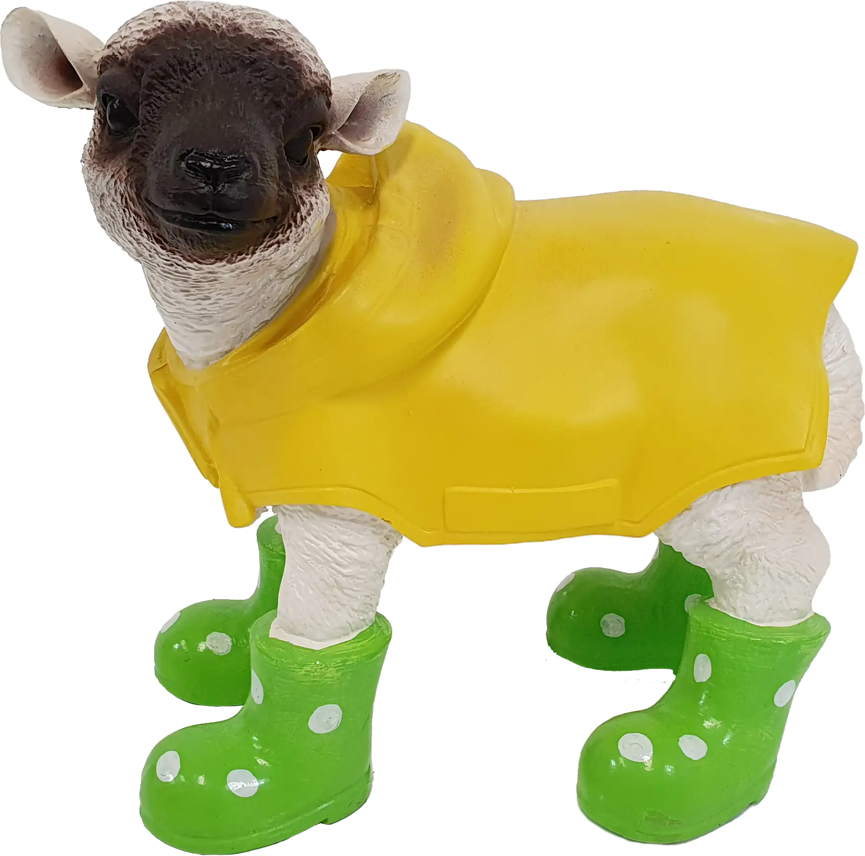 Dekofigur Lamm mit Mantel grün 34 x 37 cm 21 cm