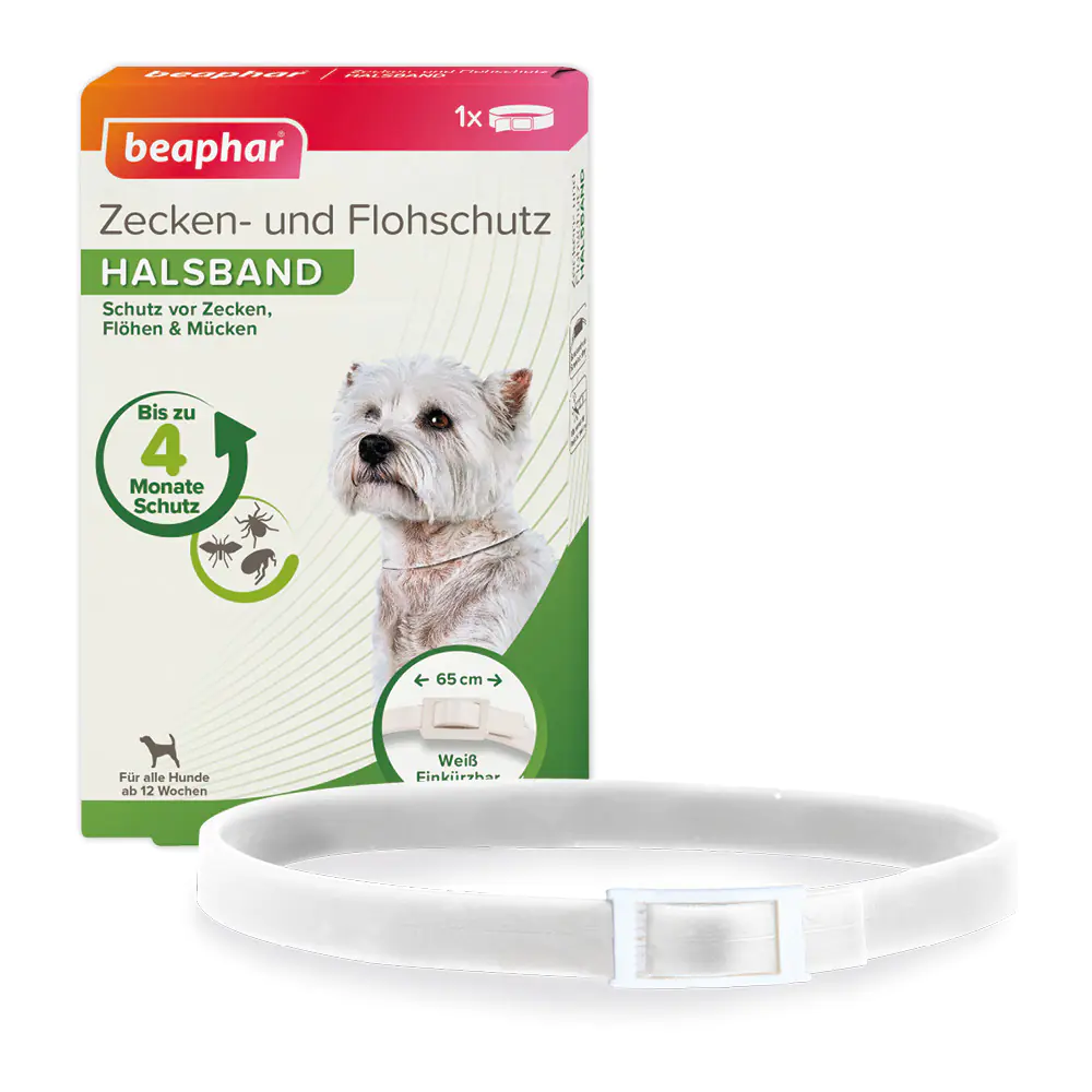 Beaphar Zecken- und Flohschutz Hundehalsband weiß 65 cm