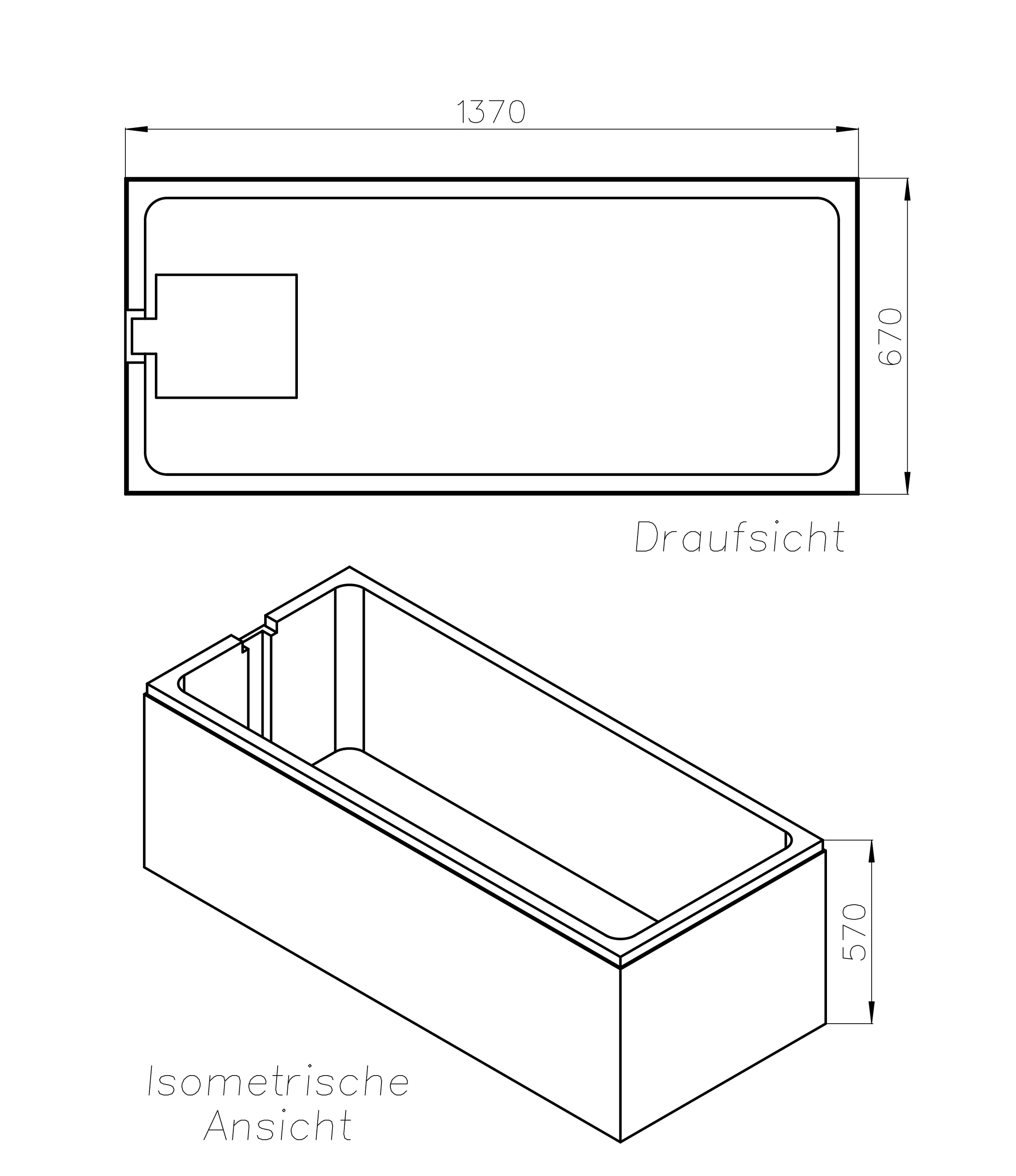 Ottofond Wannenträger Costa 1370 x 670 mm