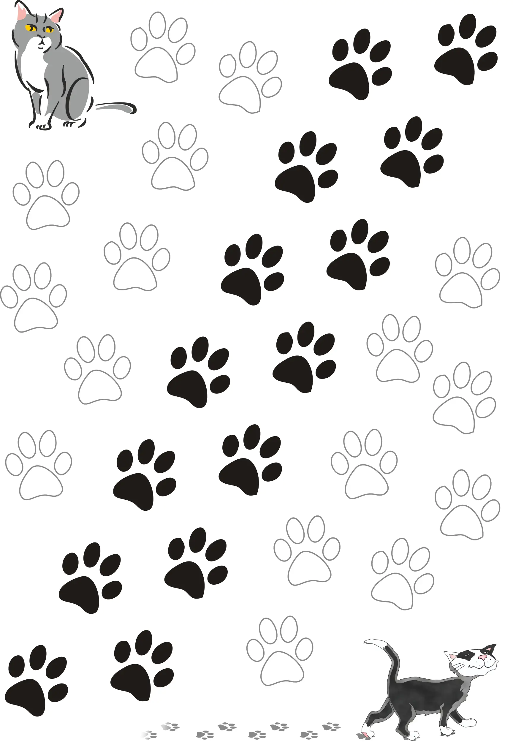 Hermann Schütz Aufkleber Katzenpfoten schwarz-weiß 30 Motive