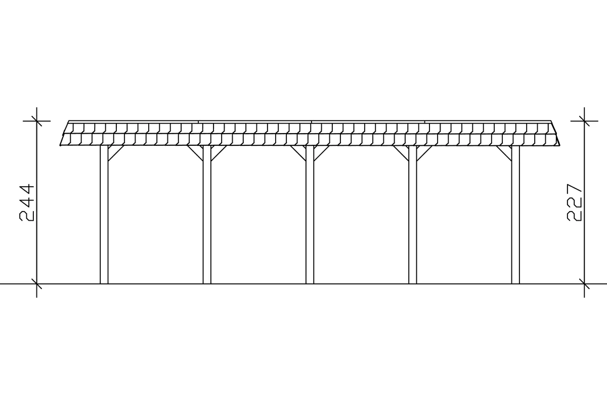 SKAN HOLZ Carport Spreewald 396 x 741 cm mit EPDM-Dach, schwarze Blende