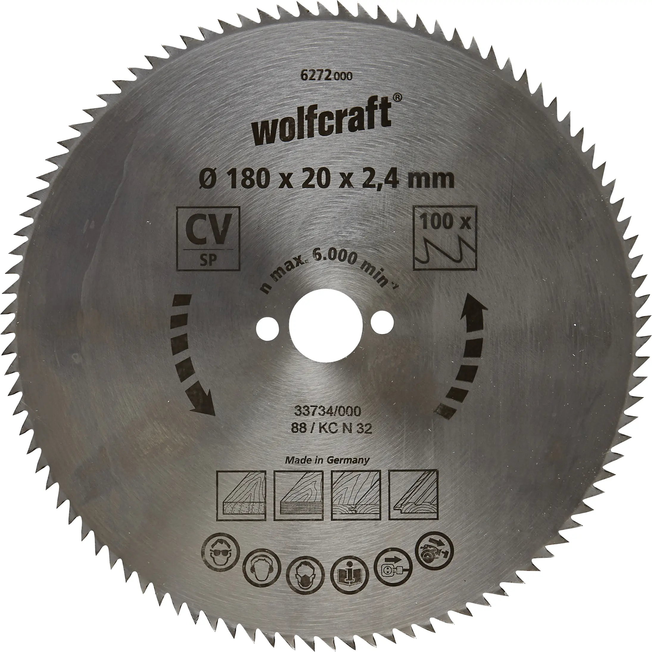 Wolfcraft Kreissägeblatt Ø 180 mm Bohrung Ø 20 mm 72 Zähne