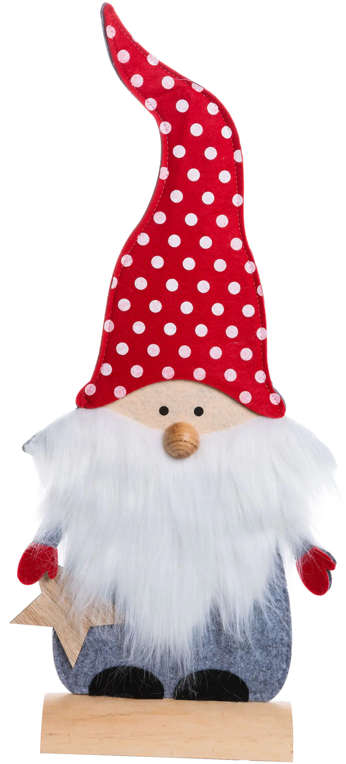 TrendLine Dekofigur Filz Wichtel 62 x 27 cm grau-rot