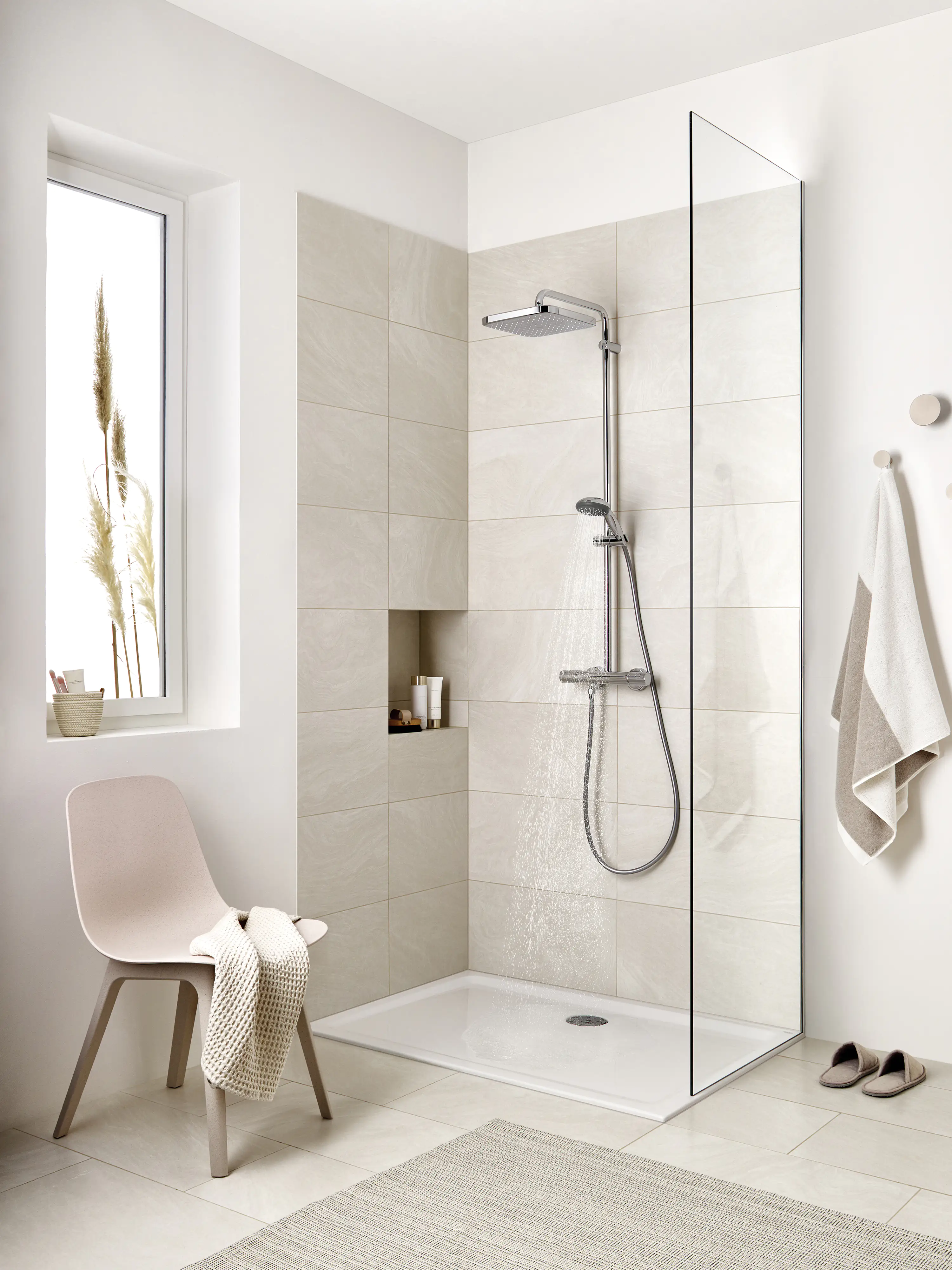 4005176580833_2625667 Grohe Duschsystem Vitalio Start 250 Cube mit Thermostatbatterie, verchromt