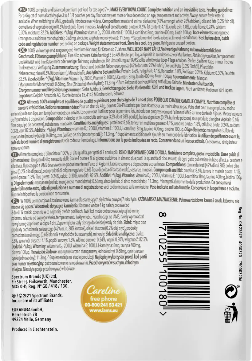 Iams Advanced Nutrition Katzennassfutter Senior 85 g Huhn in Sauce